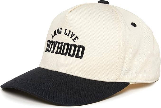 Embroidered Two Tone Snapback - Long Live Boyhood - Black/Beige