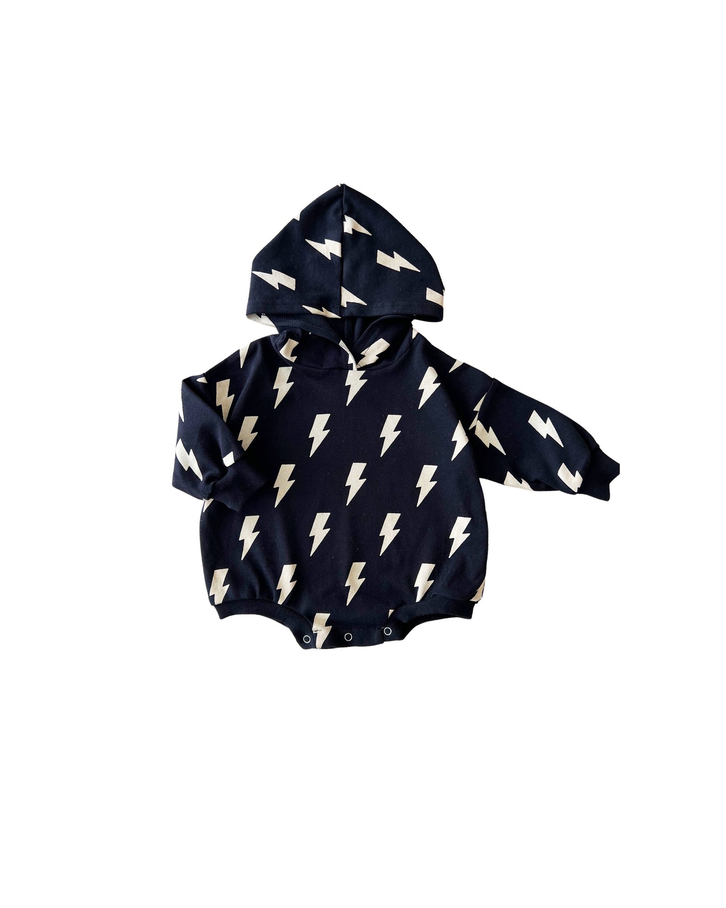 Hooded Bubble Romper | Black Bolts