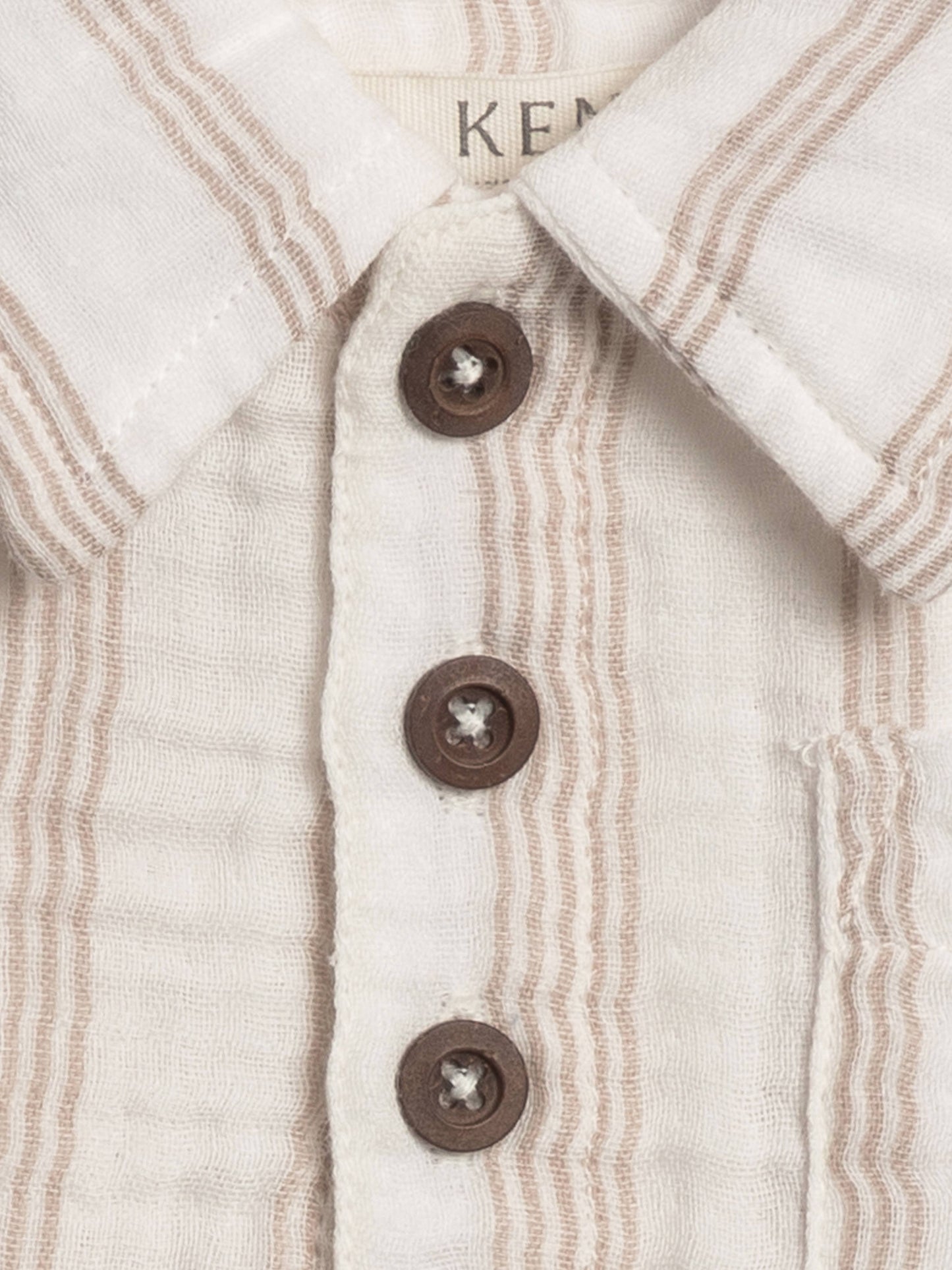 Organic Ezra Muslin Short Sleeve Polo - Enzo Stripe / Beige