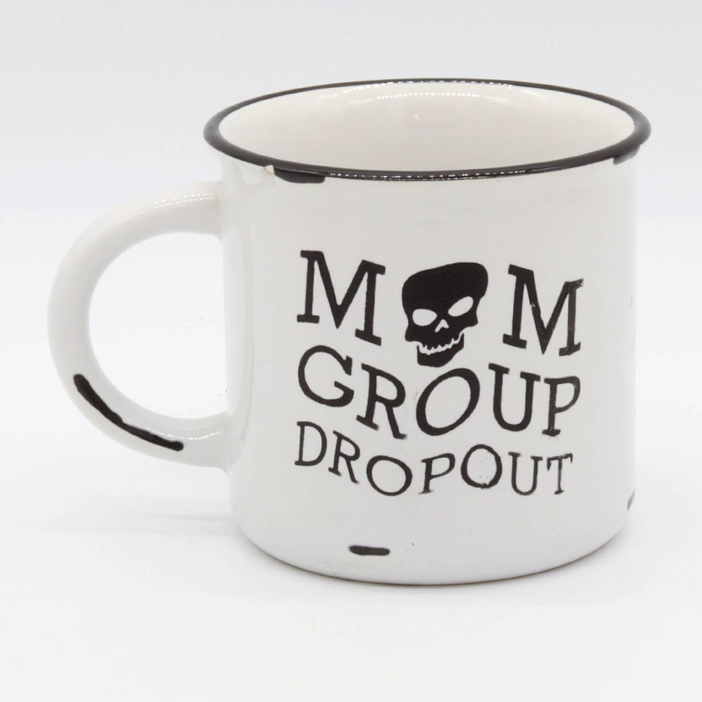 Mom Group Dropout: Distressed White Mug