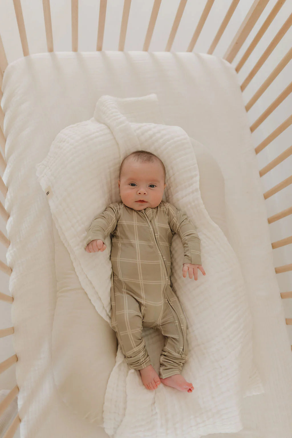 Linen Grid Bamboo Zip Romper