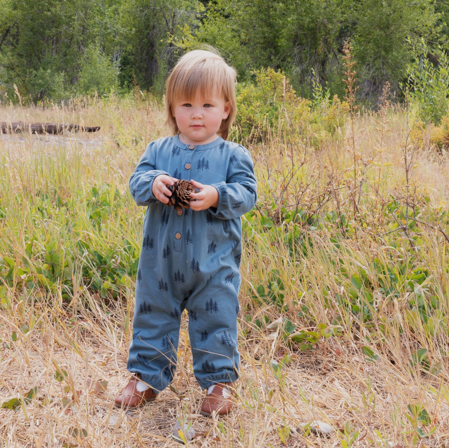 Henley Long Leg Romper- Twilight Forest