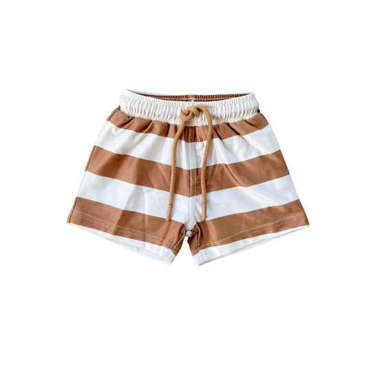 Stripe Toffee Swim Trunks