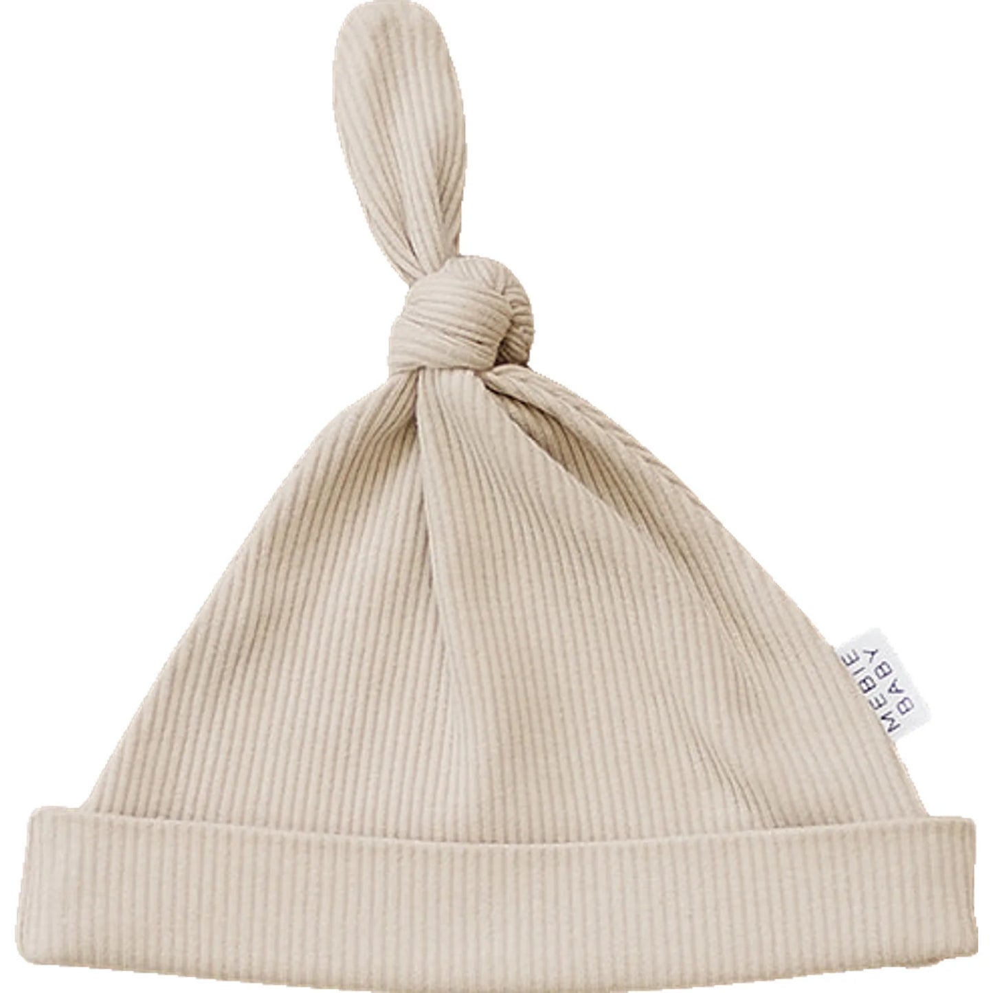 Oatmeal Organic Ribbed Top Knot Newborn Hat