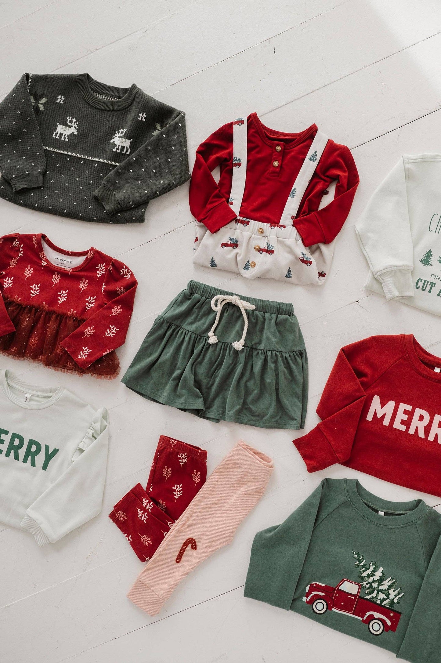 Henley Bodysuit & Suspenders Set: Christmas Truck
