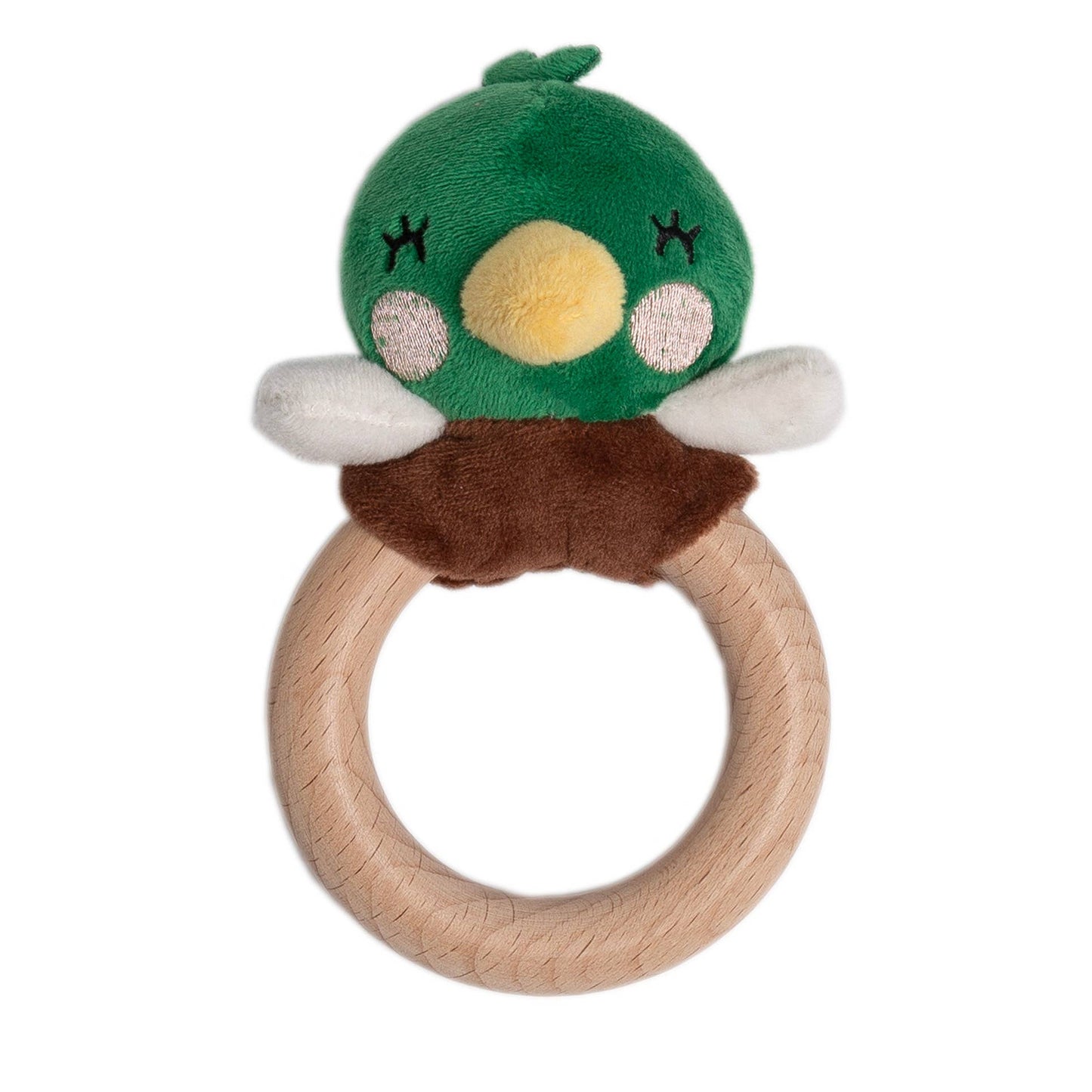 Mallard Duck Wooden & Plush Baby Teether