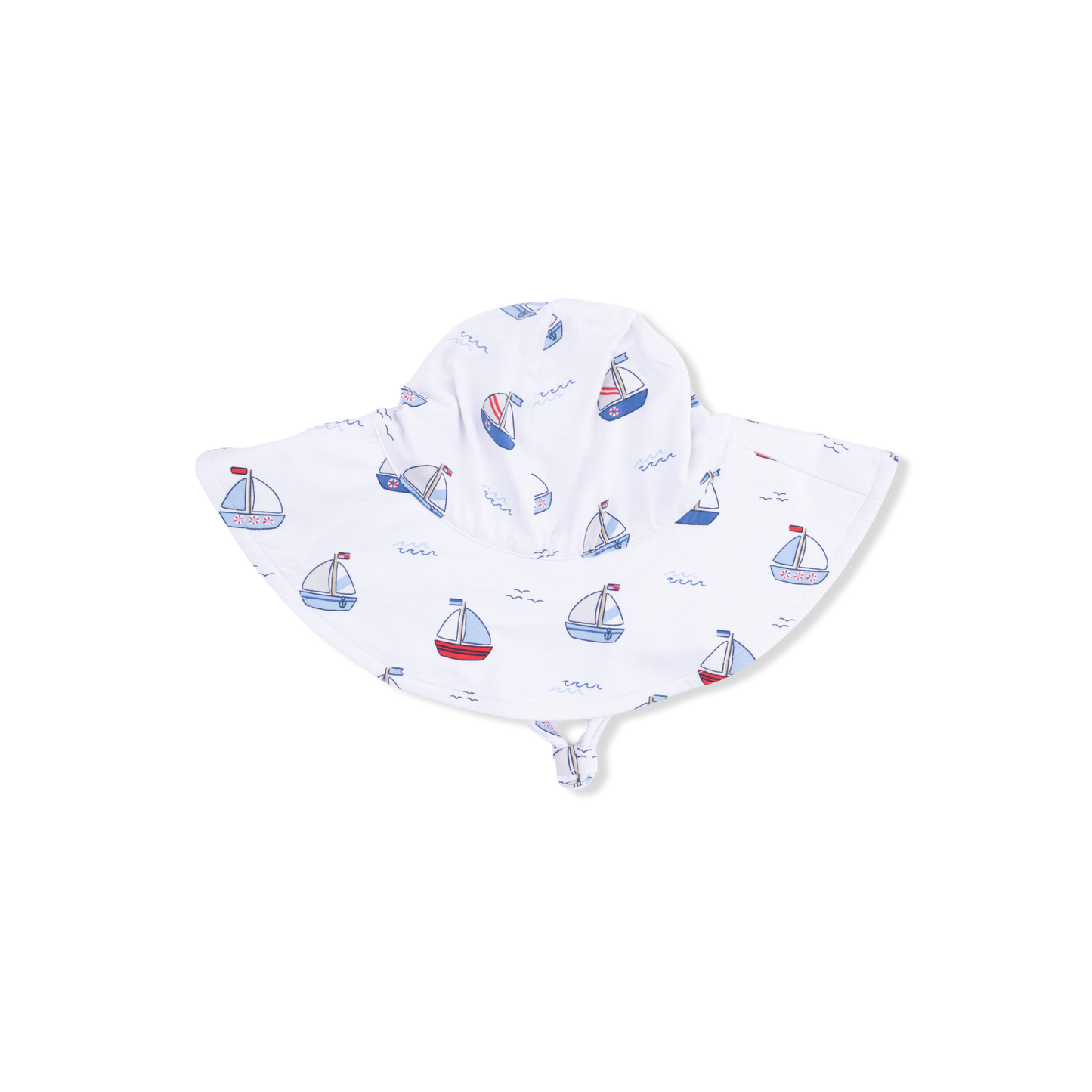 Bubbly Sailboats Blue - Wide Brim Sun Hat