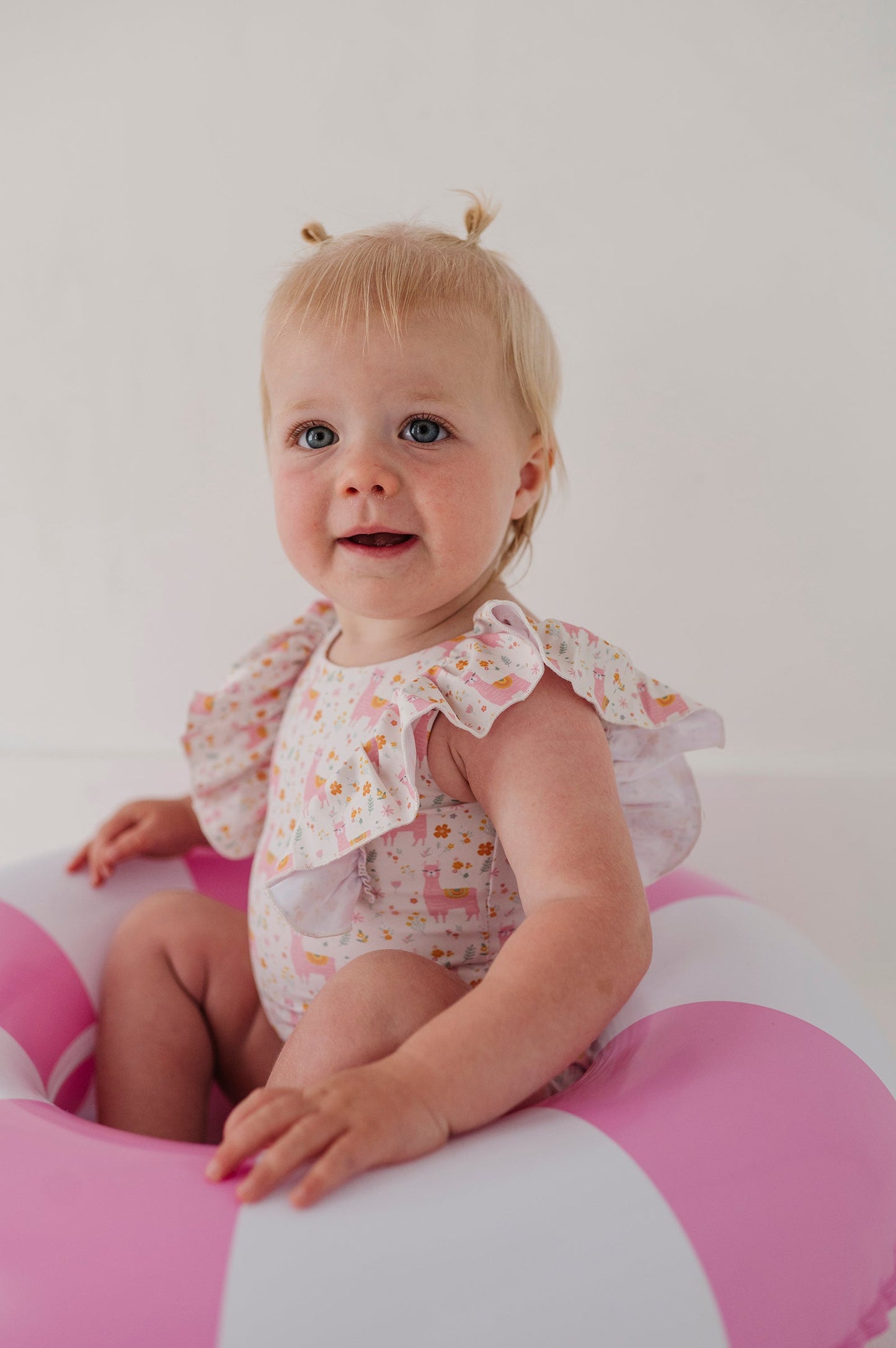 Baby Girl Ruffle Sleeve Cross Back Swimsuit