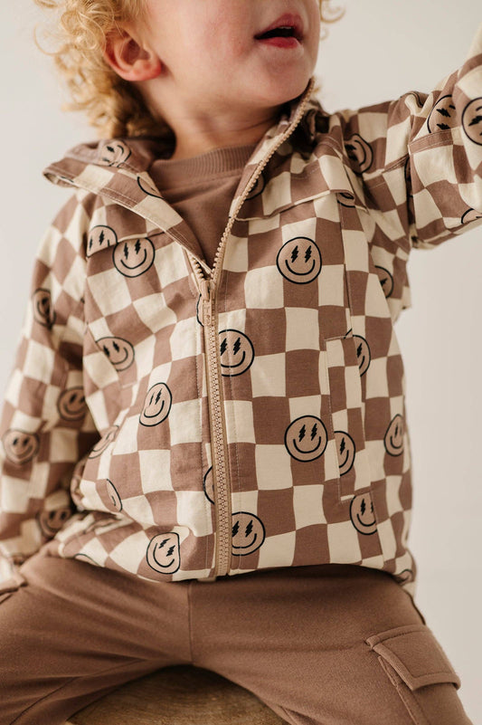 Cotton Jacket Baby/Kids Clothing Fall 2025: Smiley Check in Portabella