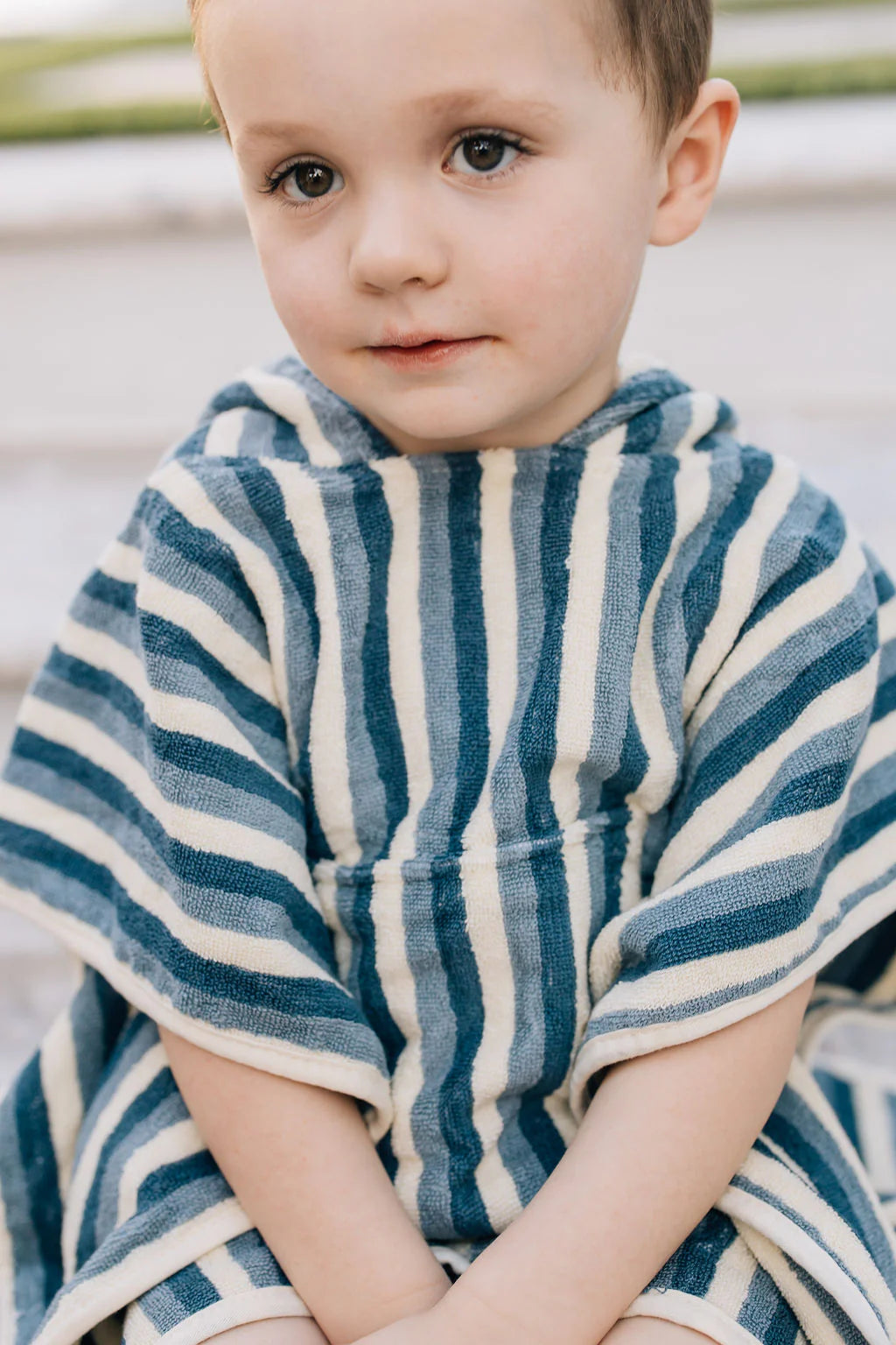 Organic Hooded Beach Poncho Towel - Stripes