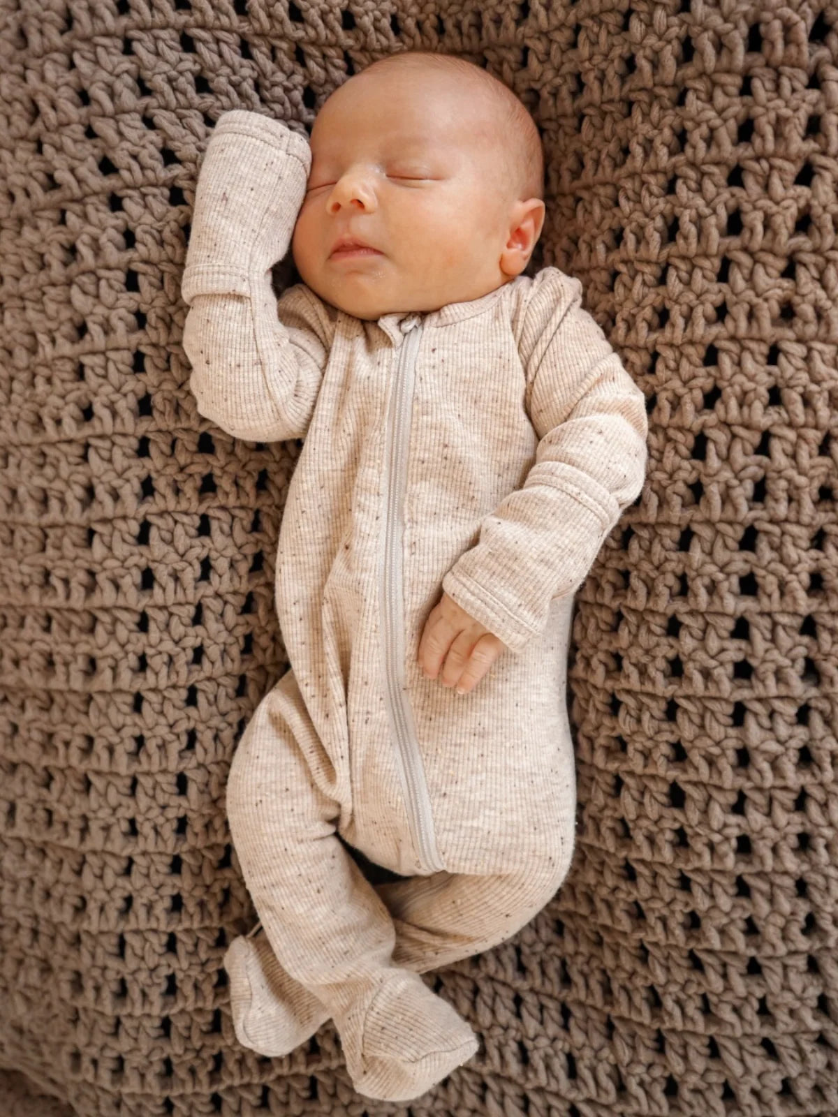 Tan Speckled Organic Zip Footie