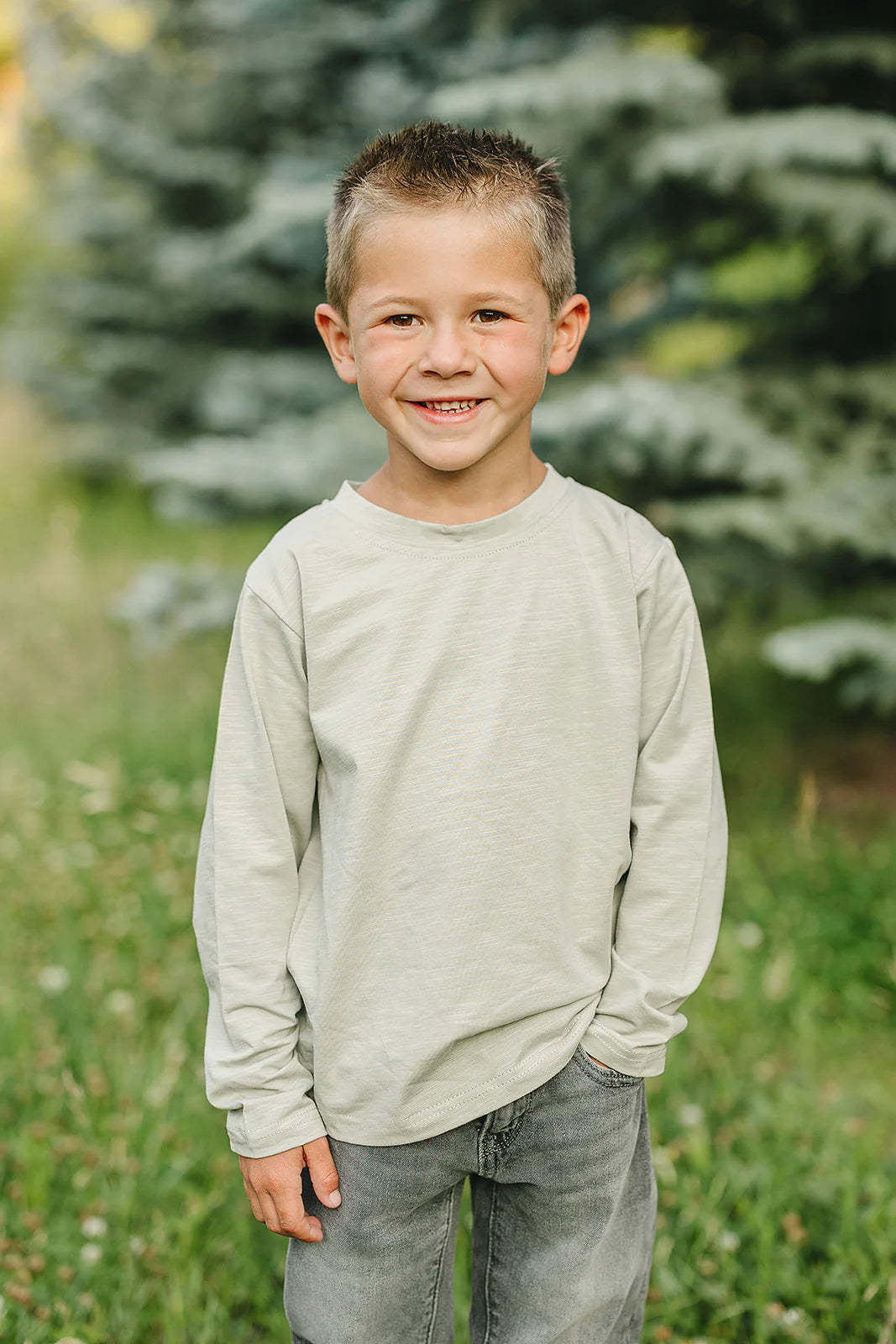 Sage Green Long Sleeve Cotton Tee