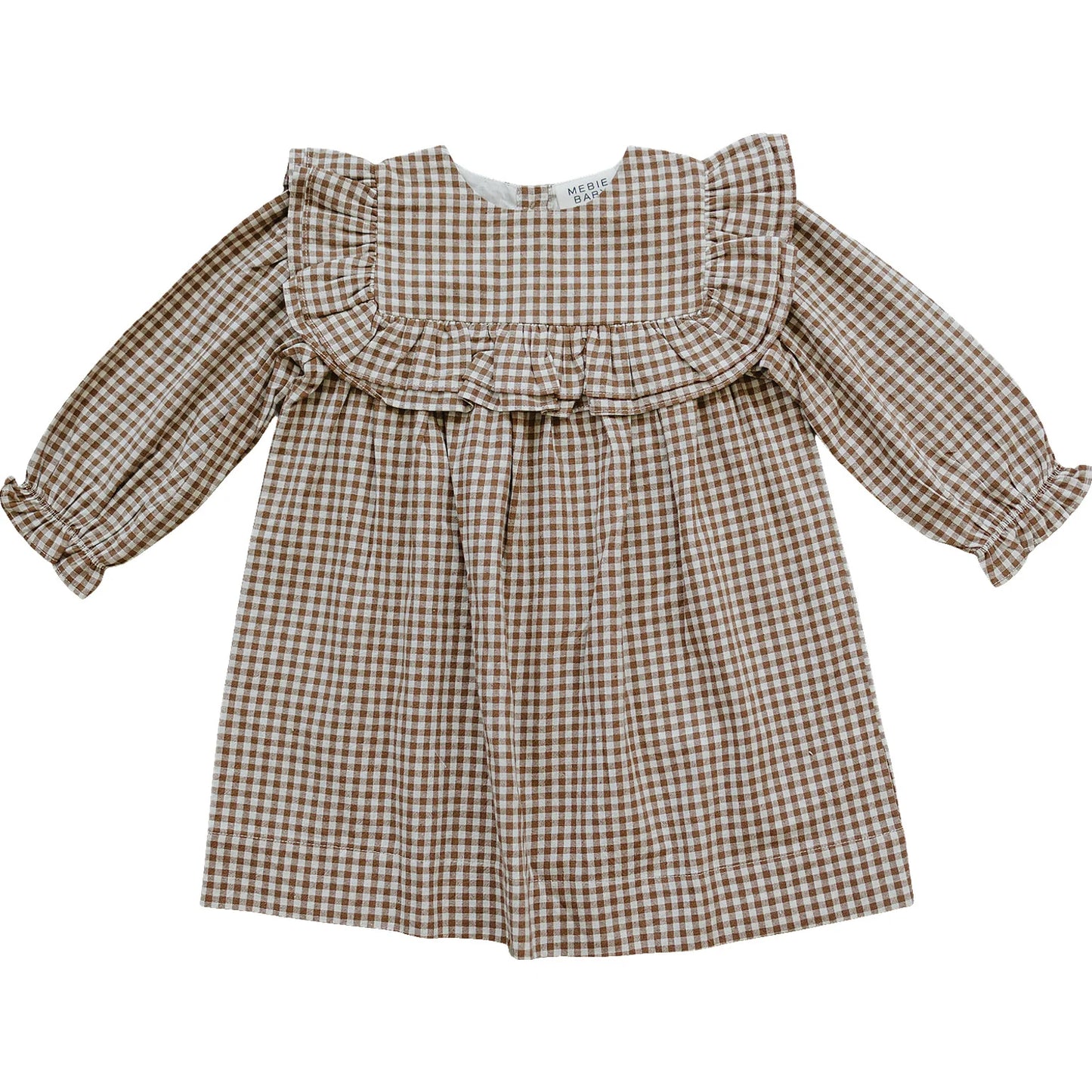 Gingham Brown Ruffle Dress