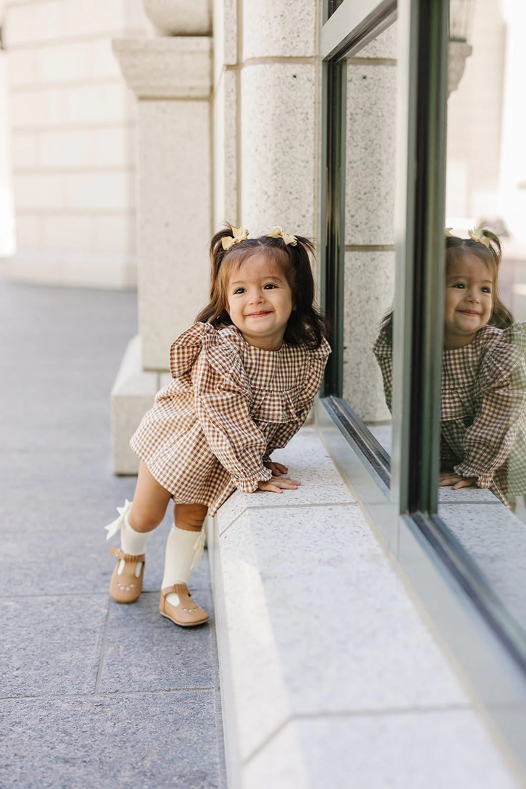 Brown Gingham Ruffle Top with Diaper Cover