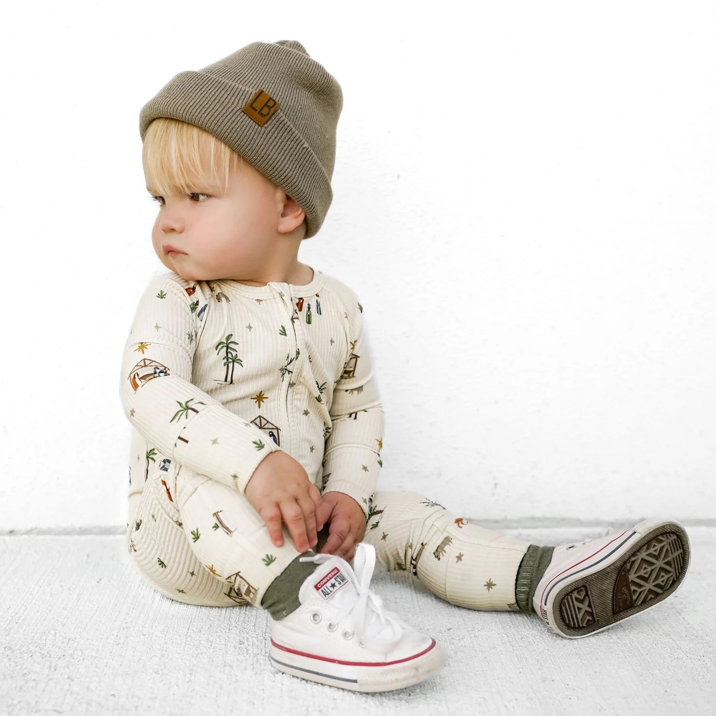Nativity Small Ribbed Bamboo Zip Romper