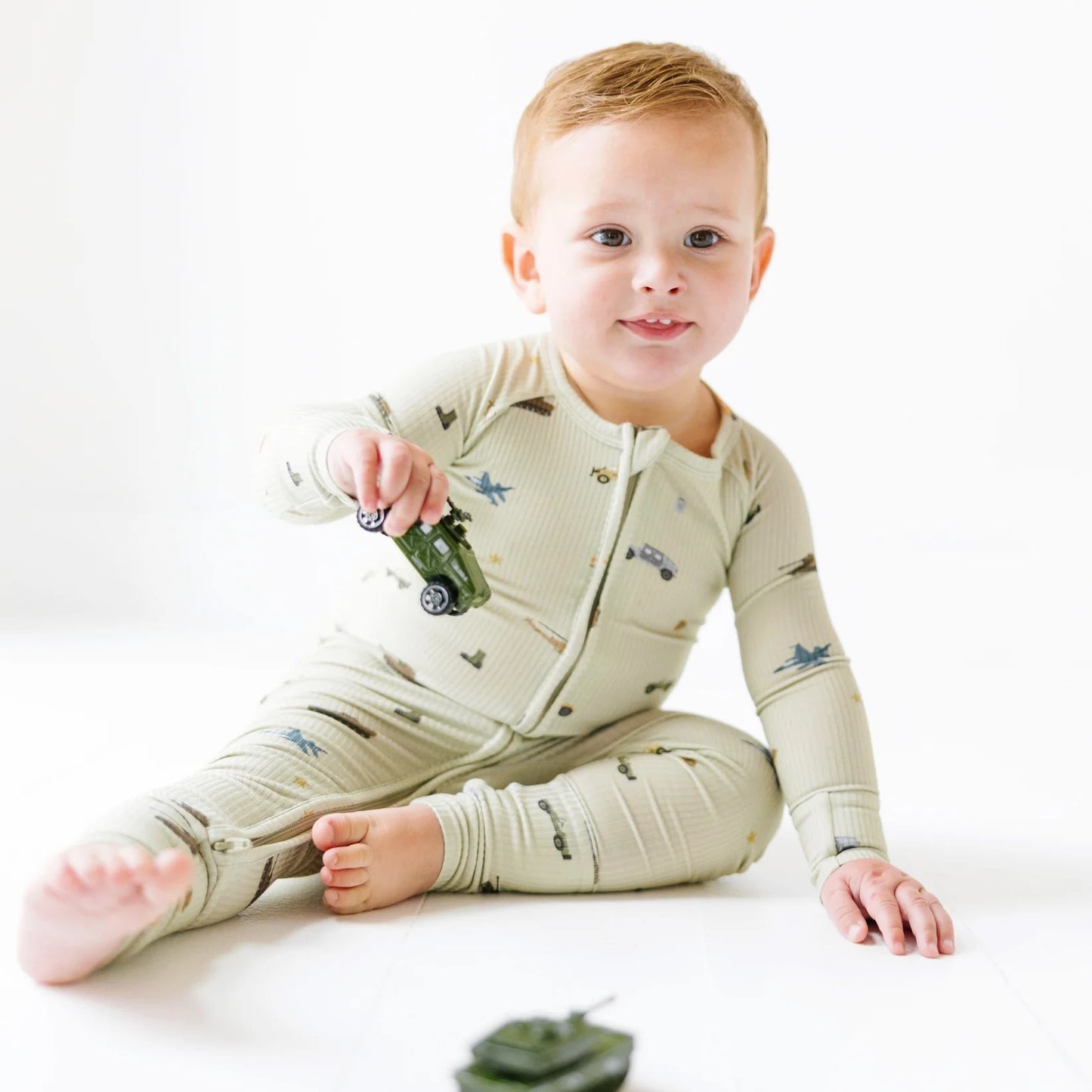 Military Bamboo Small Ribbed Zip Romper