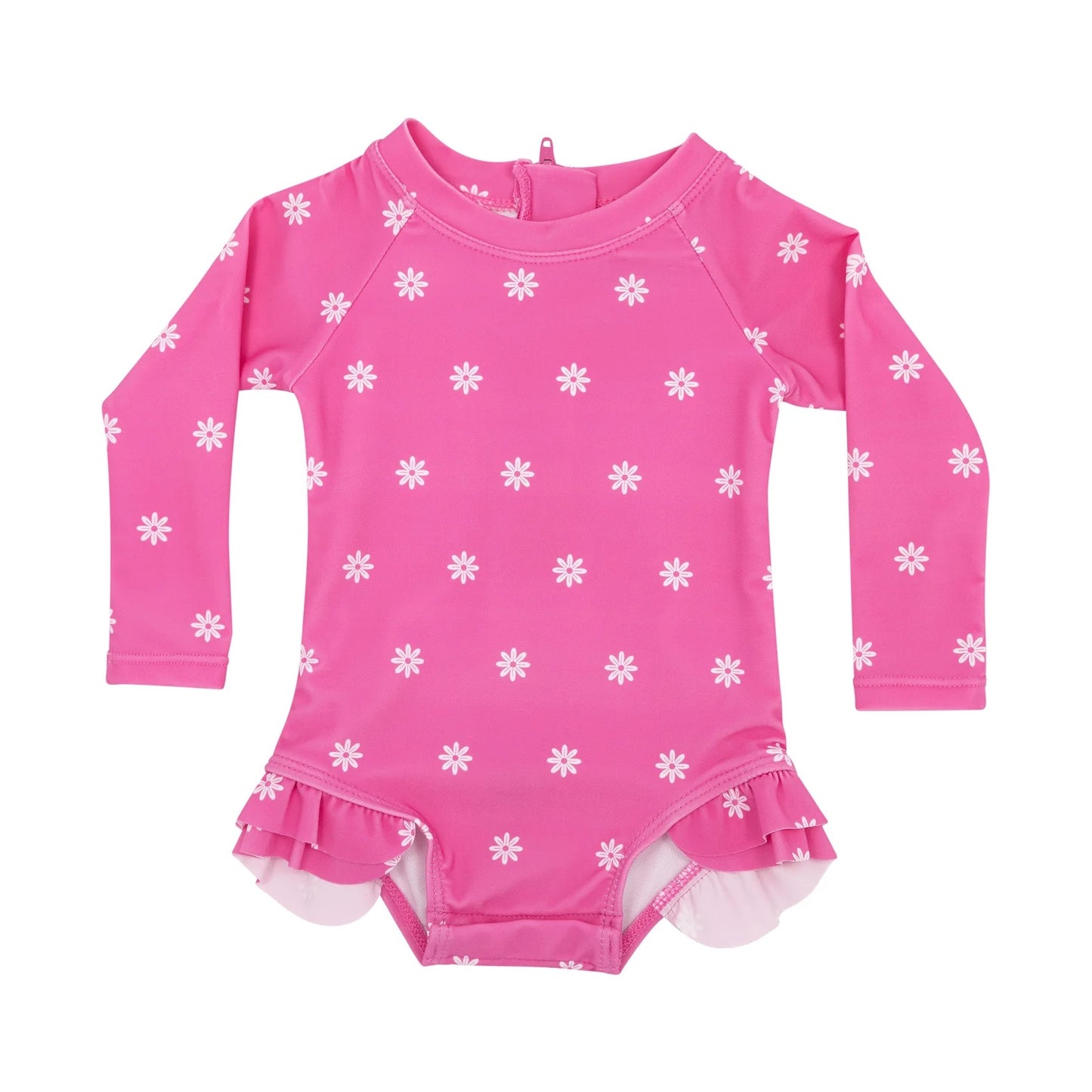 Hot Pink Daisies Long Sleeve Swim Rashguard