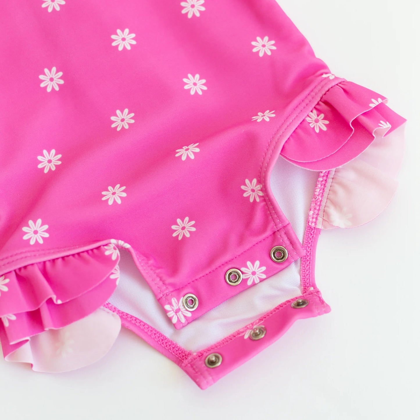 Hot Pink Daisies Long Sleeve Swim Rashguard