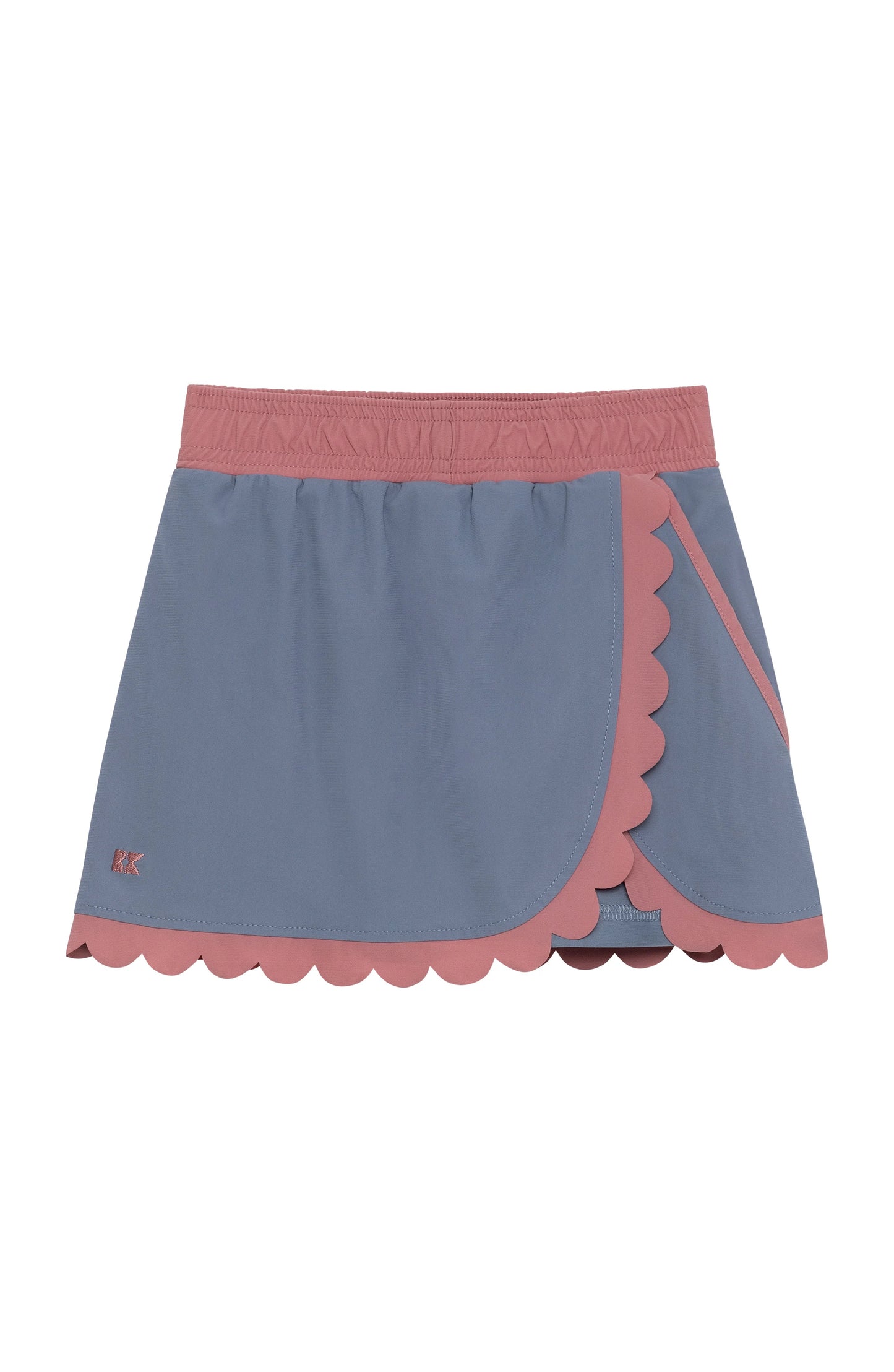 Slate Blue/Dusty Pink Scalloped Skort - Girls
