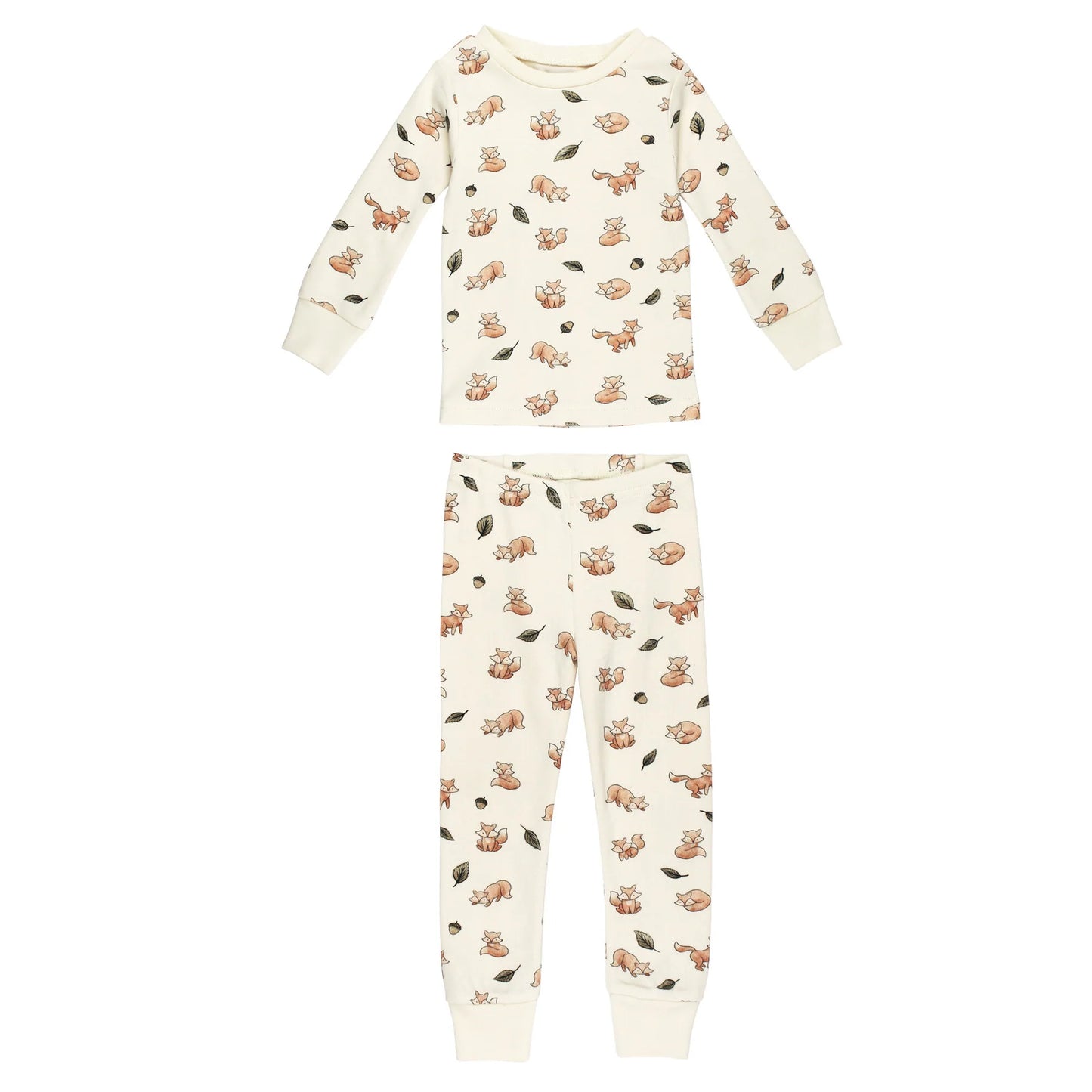 Kids' Organic Cotton Long Sleeve PJ Set in Foxy