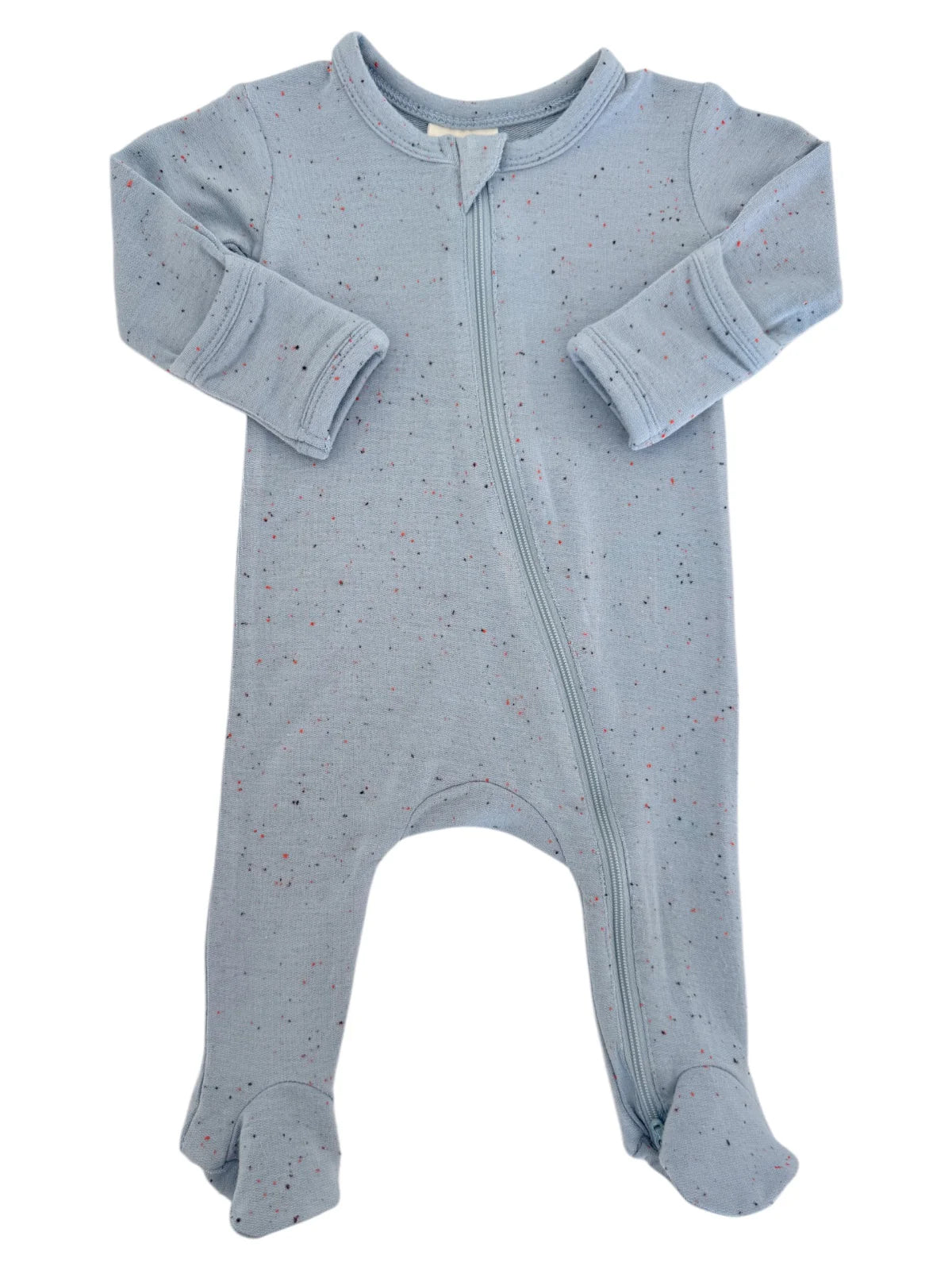 Glacier Blue Speckled Organic Zip Footie