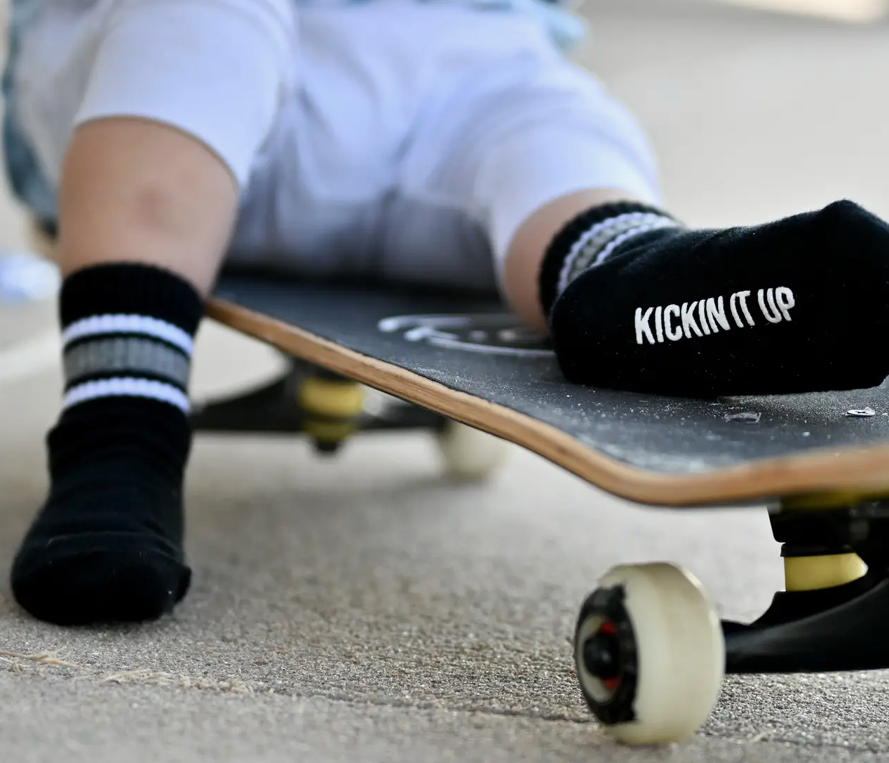 Black, White, Gray Striped Tall Socks
