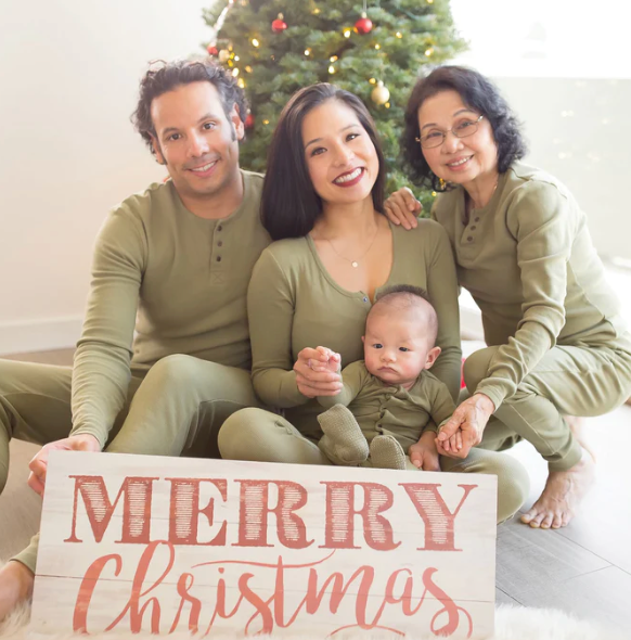 Men's Organic Thermal Henley Jogger Set - Sage