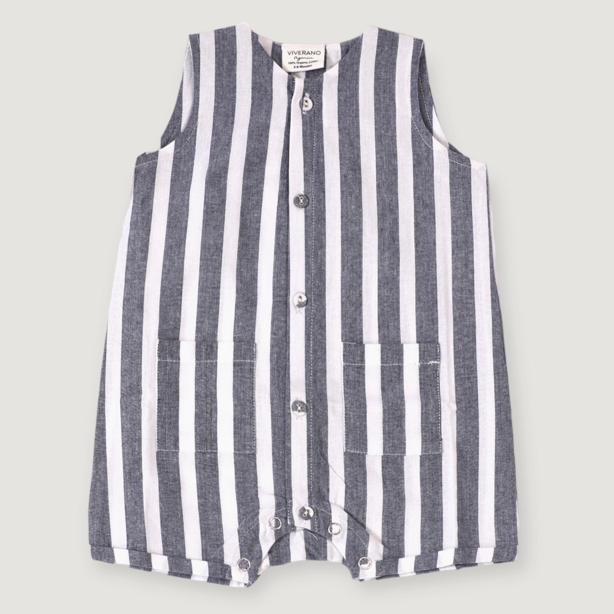 Willow Blue Stripe Sleeveless Romper (Organic Cotton)