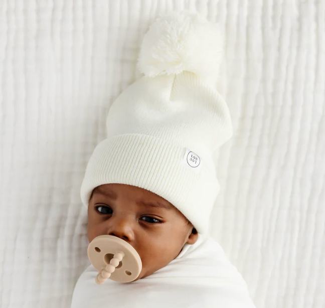 Mommy + Me PomPom Beanie - Ivory