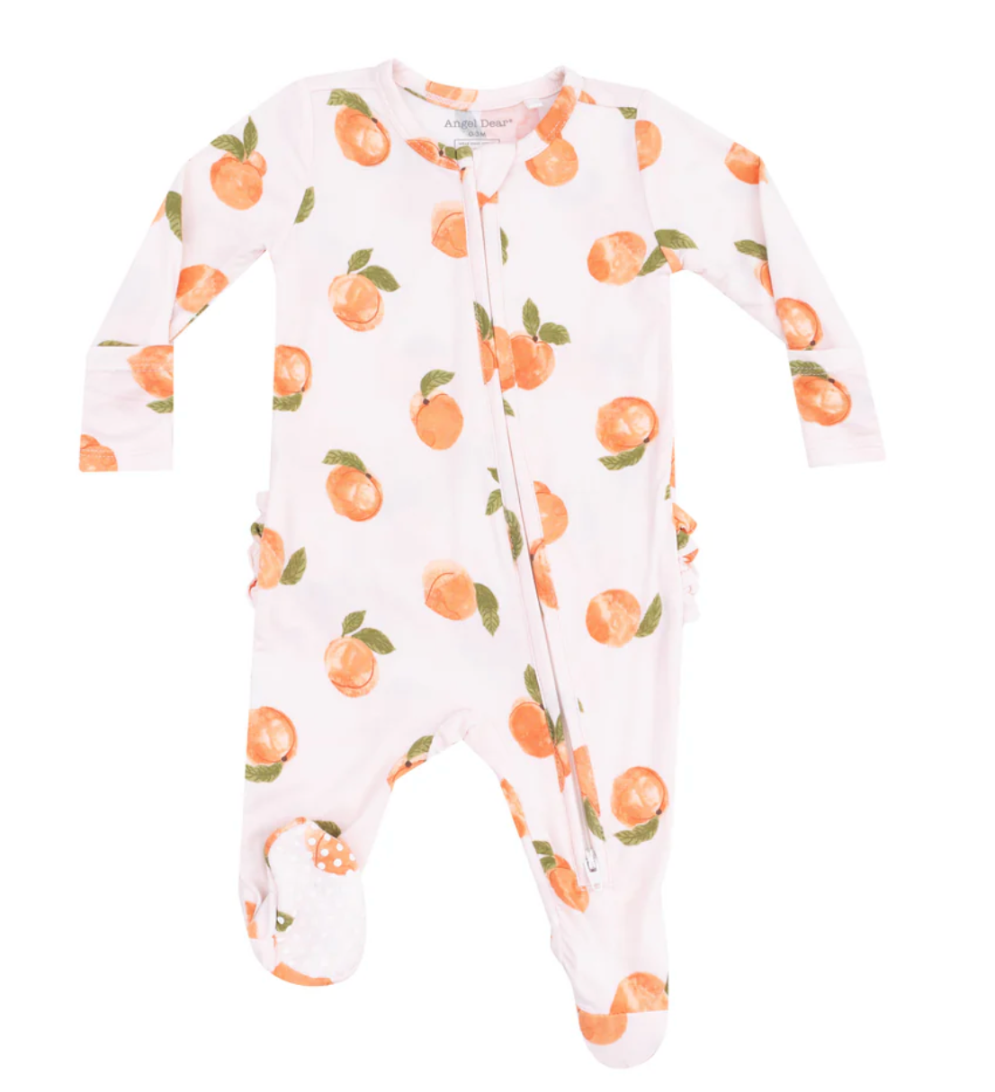 Peaches - Ruffle Butt Bamboo Footie - 2 Way Zipper
