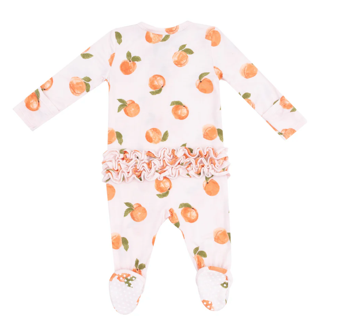 Peaches - Ruffle Butt Bamboo Footie - 2 Way Zipper