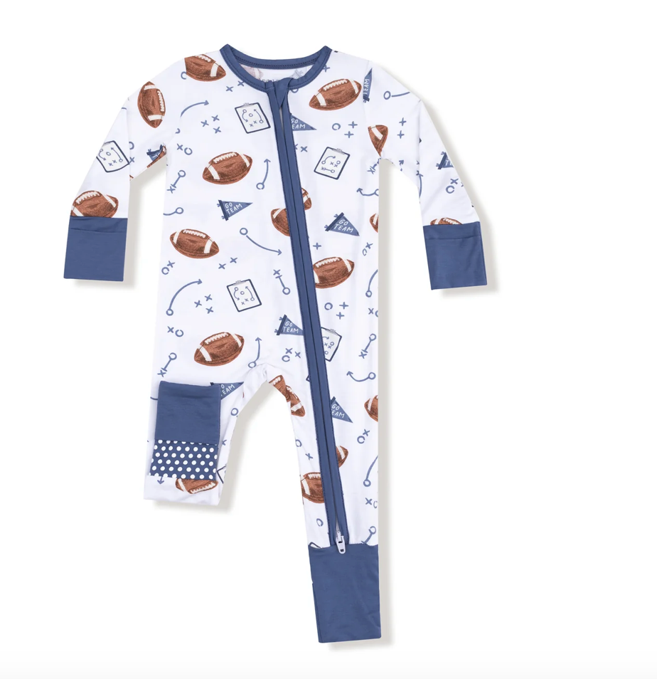 Football Convertible Zip Bamboo Romper