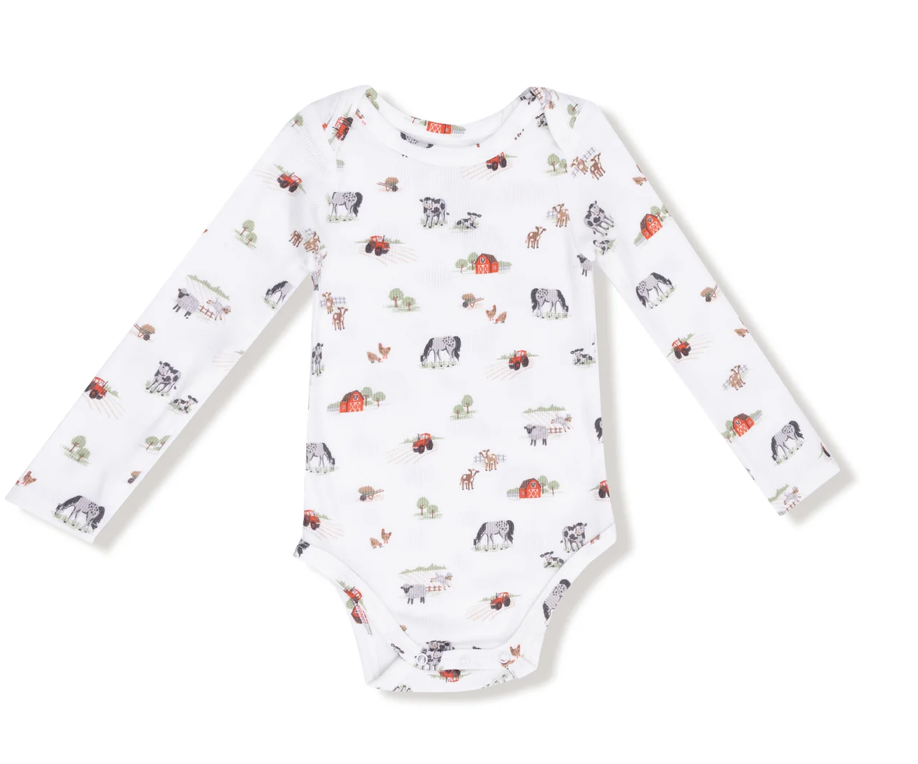 Little Farm Ribbed Bamboo Onesie