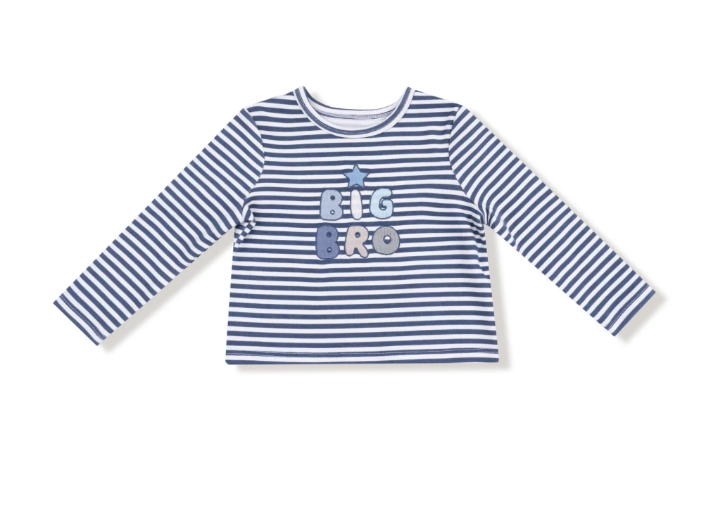 Big Bro Appliqué Organic Stripe Tee