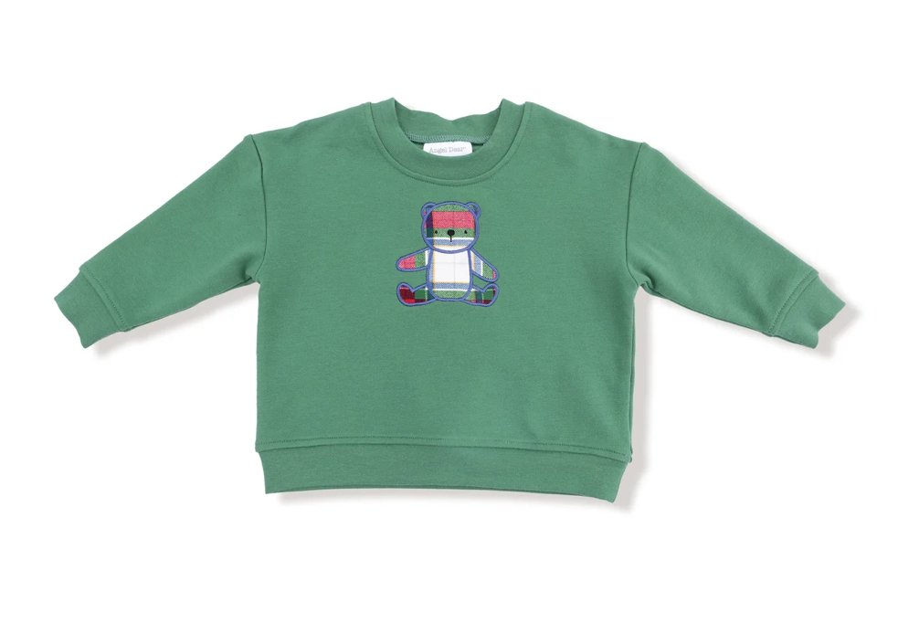 Plaid Teddy Bear Green Śweatshirt