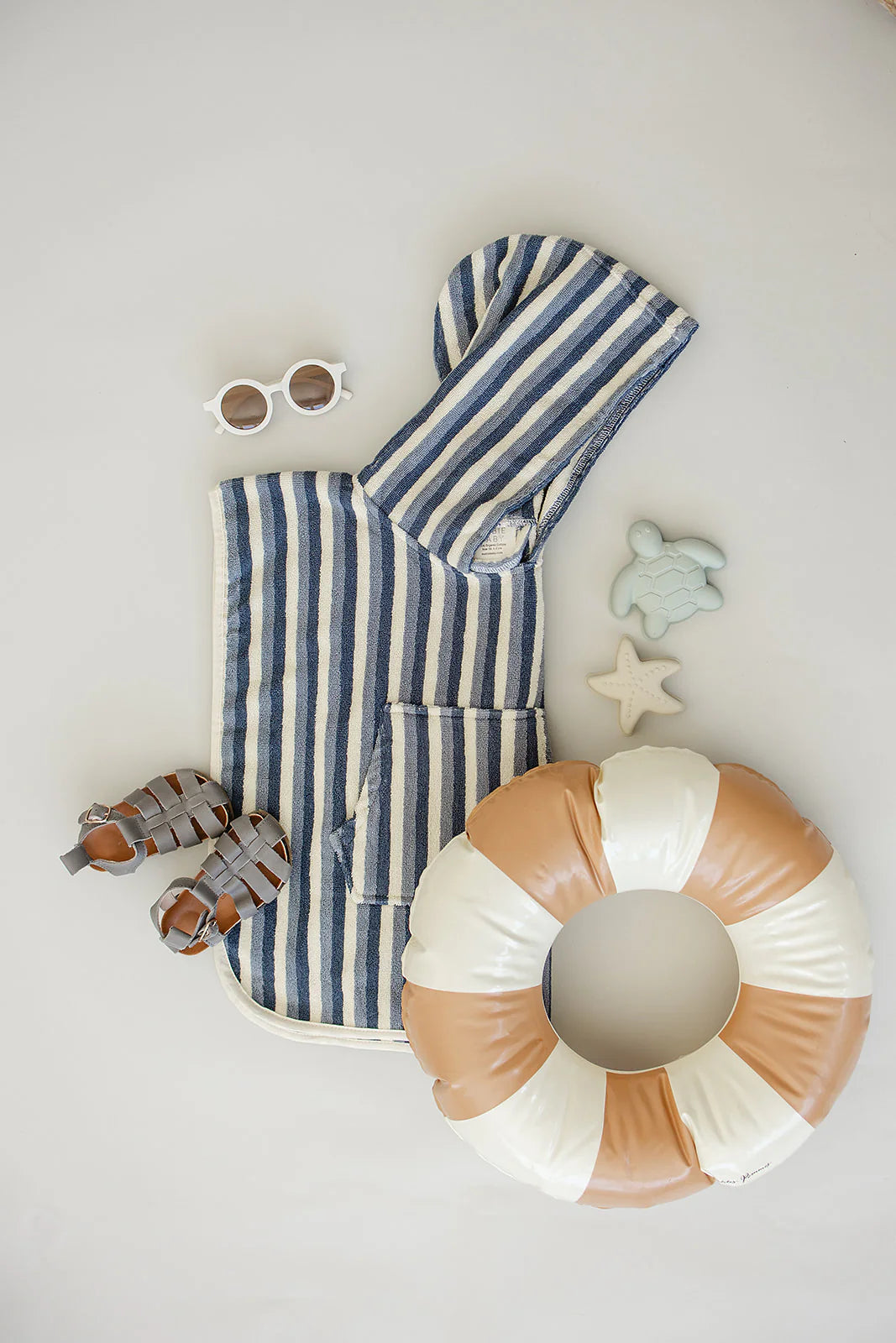 Organic Hooded Beach Poncho Towel - Stripes