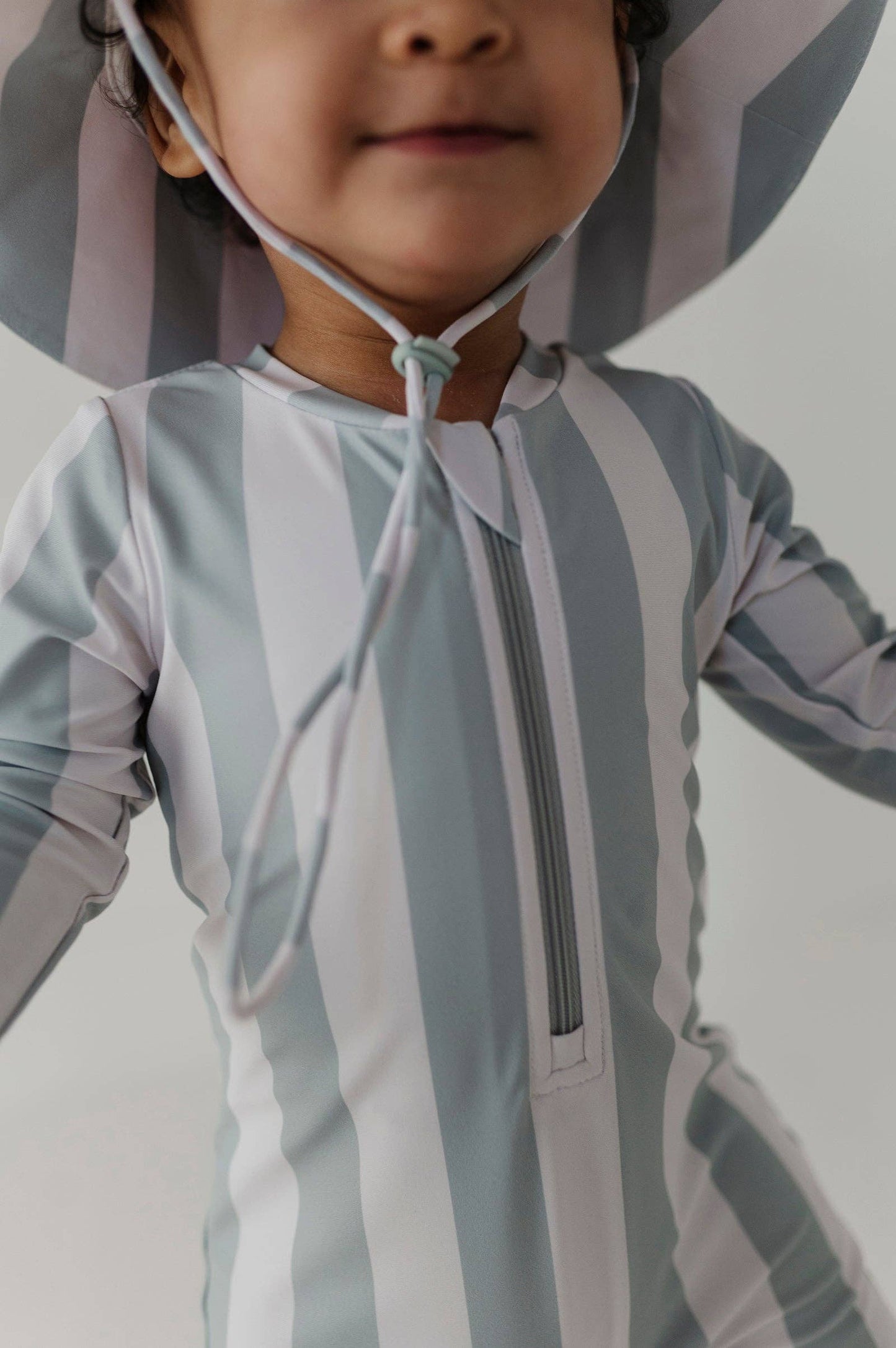 Sun Hat- Aqua Grey Stripe