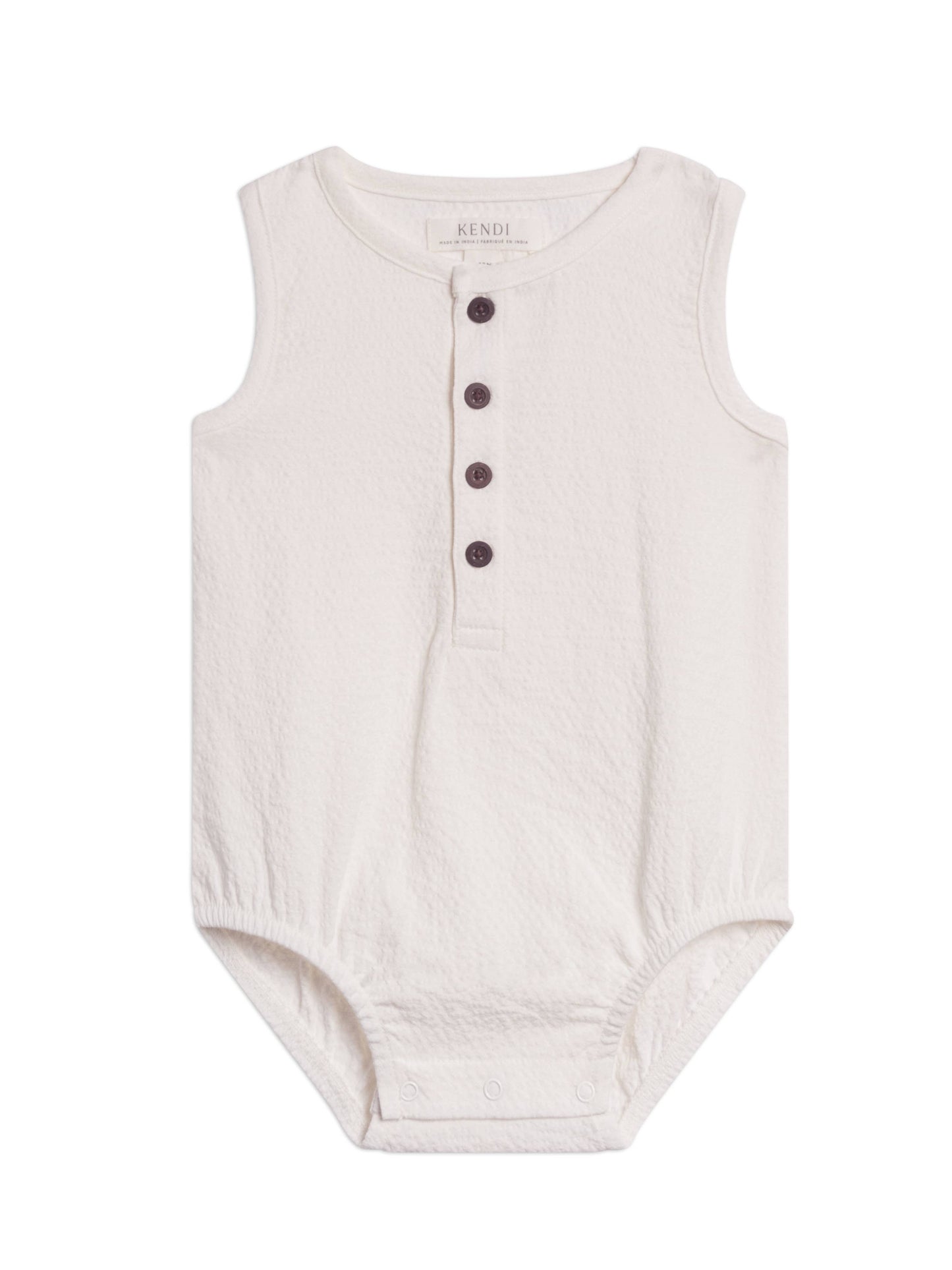 Organic Baby Wren Seersucker Bubble Romper - Coconut