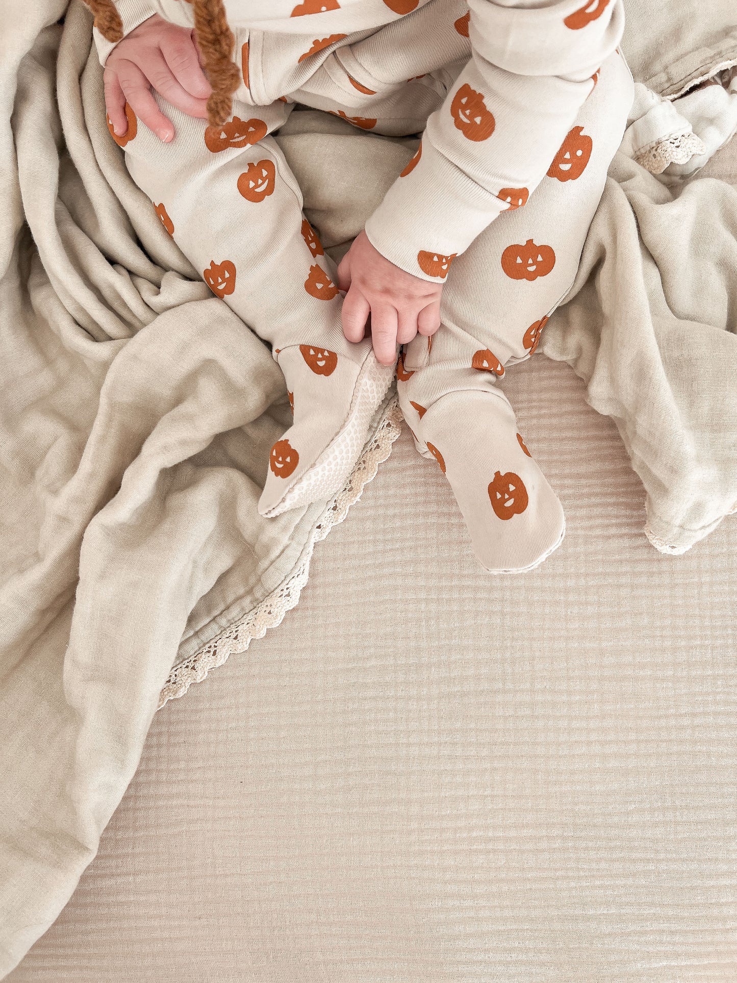 Organic Cotton 2-Way Zipper Footie - Jack O Lanterns