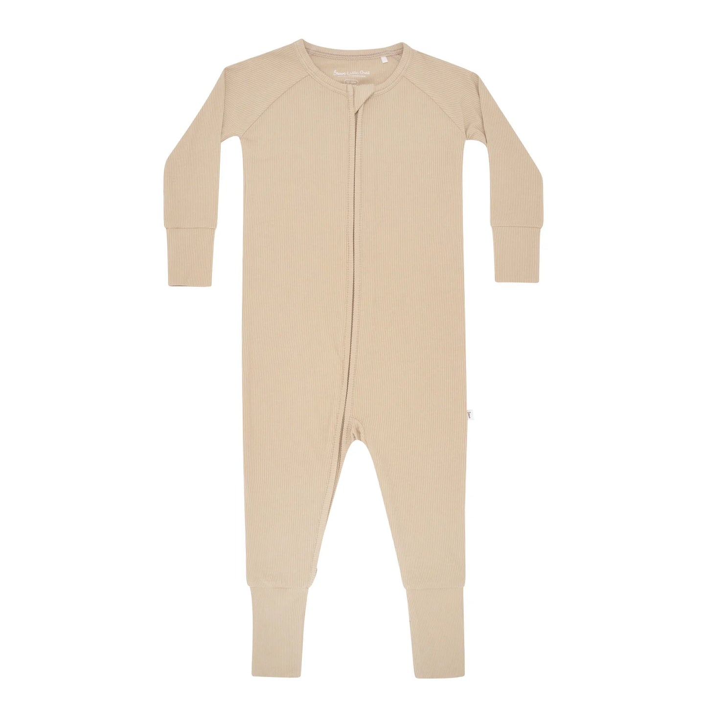 Tan Bamboo Small Ribbed Zip Romper