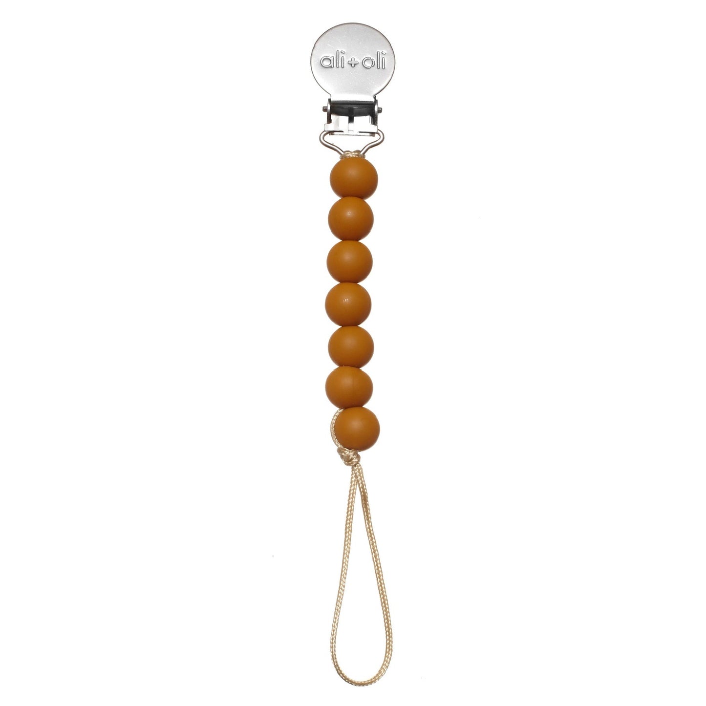 Beaded Pacifier Clip Holder - Ochre