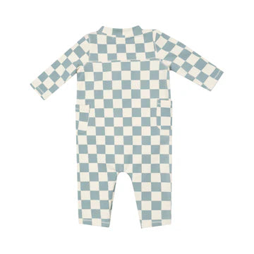 Raglan Romper Checkered - Gray Mist