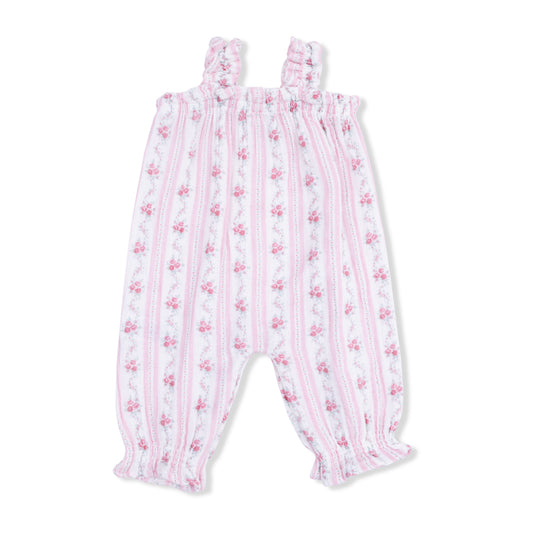 Winding Roses Stripe - Ruffly Strap Overall