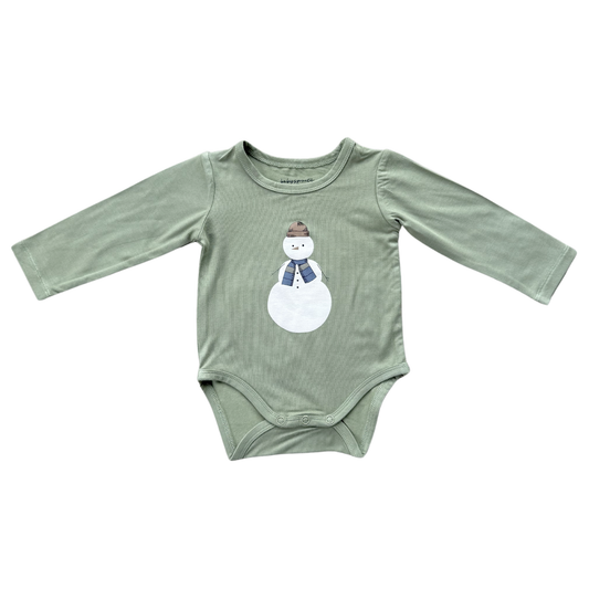 Baby Long Sleeve Bodysuit Bamboo Snowman