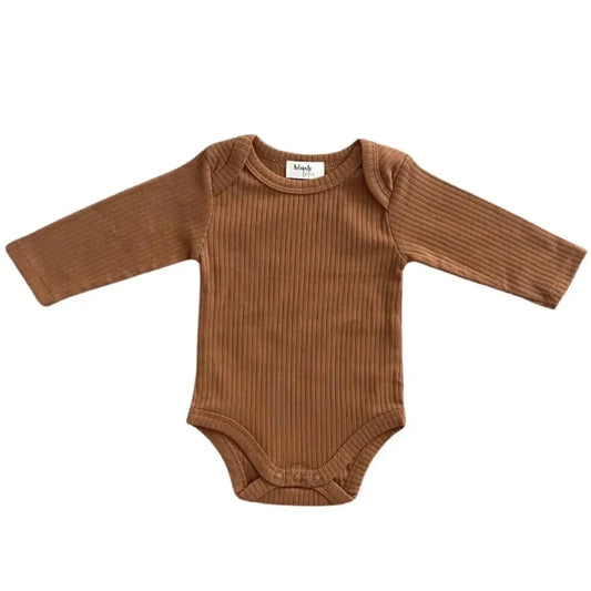 Ribbed Bodysuit - LONG SLEEVE - Cognac