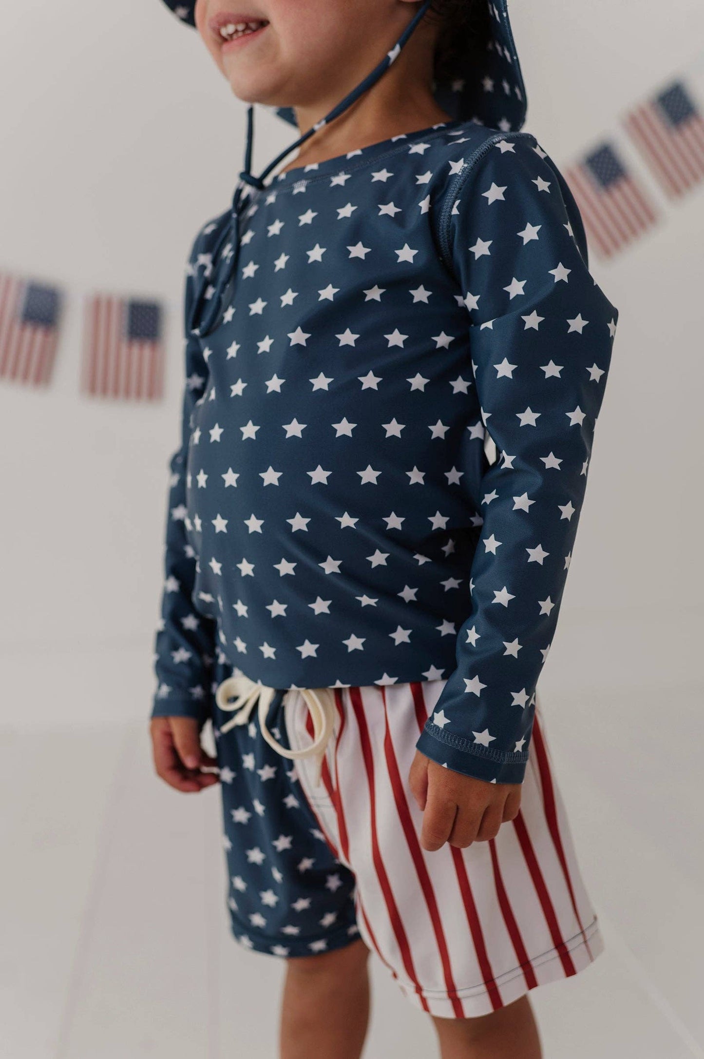 Long Sleeve Rash Guard Swim Shirt: American Stars