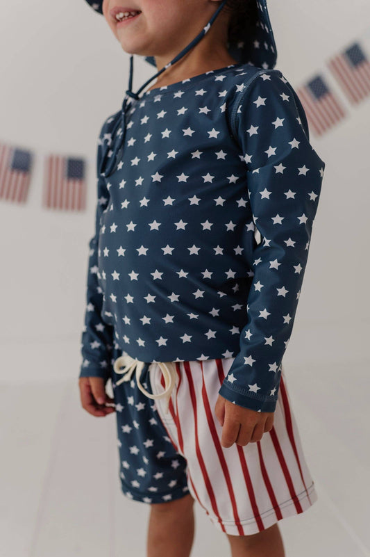 Long Sleeve Rash Guard Swim Shirt: American Stars