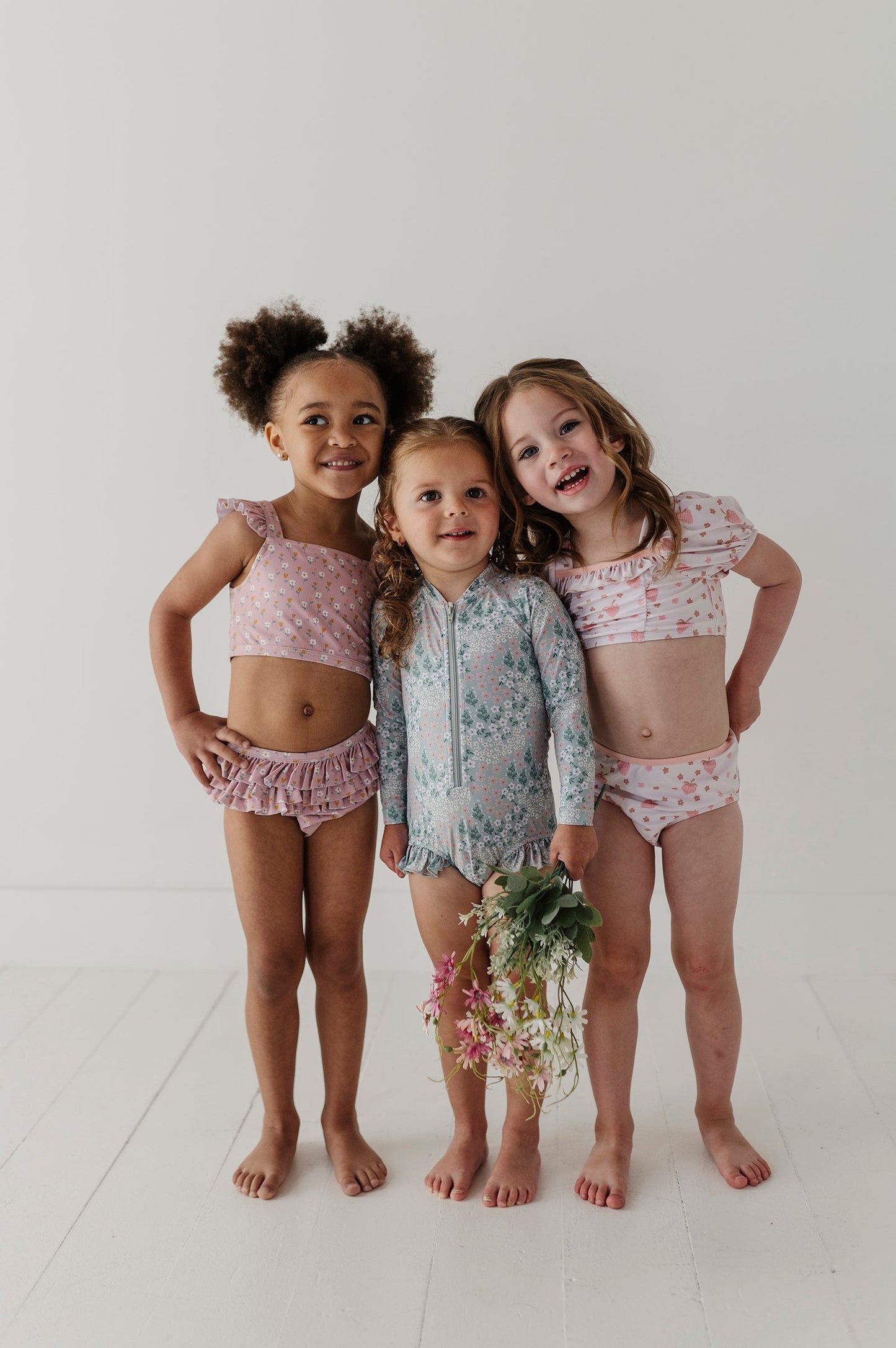 Girl's One-Piece Ruffle Rash Guard Swimsuit