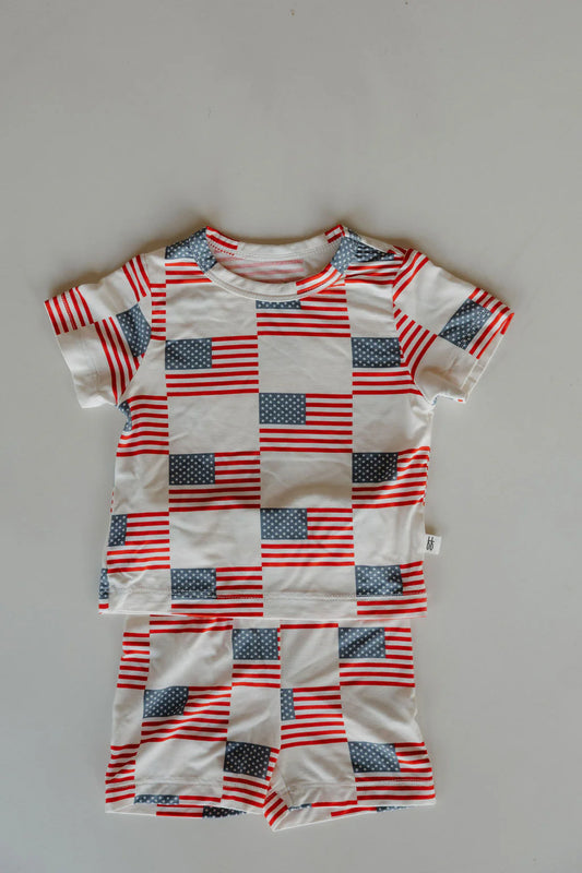 American Flag Bamboo Short Set - Short Sleeve
