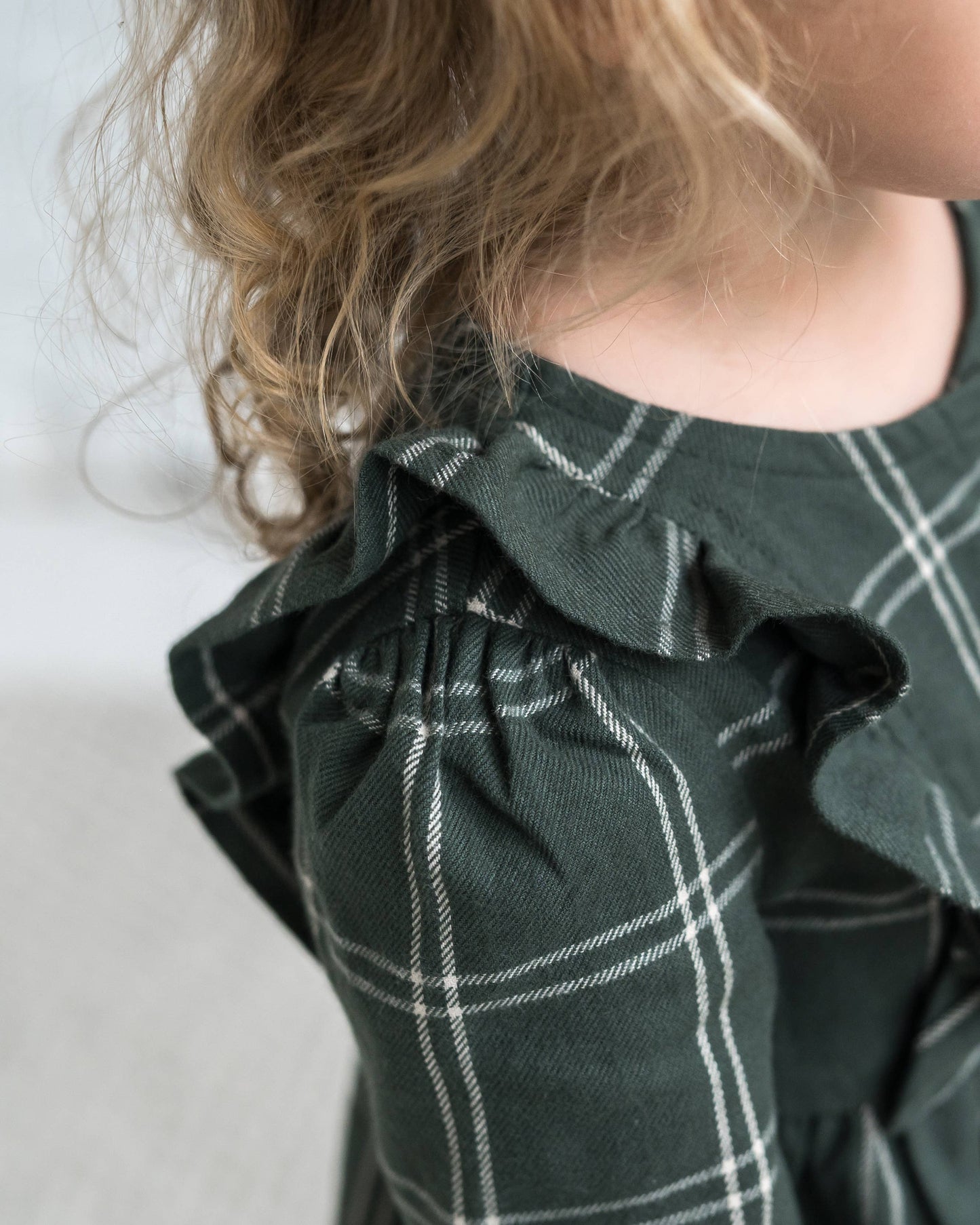 Rya Flannel Ruffle Dress (& Baby Bloomers): Pine Plaid